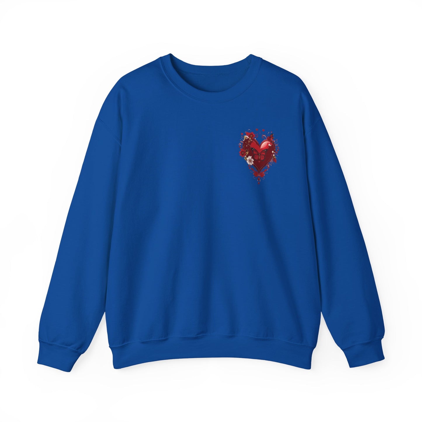 Small Red Heart Sweatshirt, Floral Red Heart Sweatshirt, Floral Love Sweatshirt, Valentine's Day Sweatshirt, Heart Floral Sweatshirt 104
