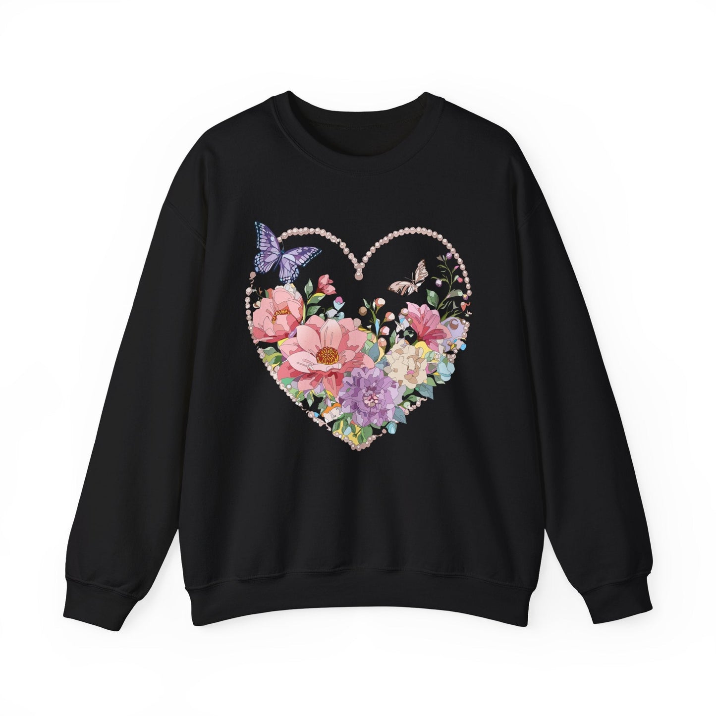 Floral Heart Sweatshirt Unisex Floral Love Crewneck Heavy Blend Gift For Valentine Day Cold Weather