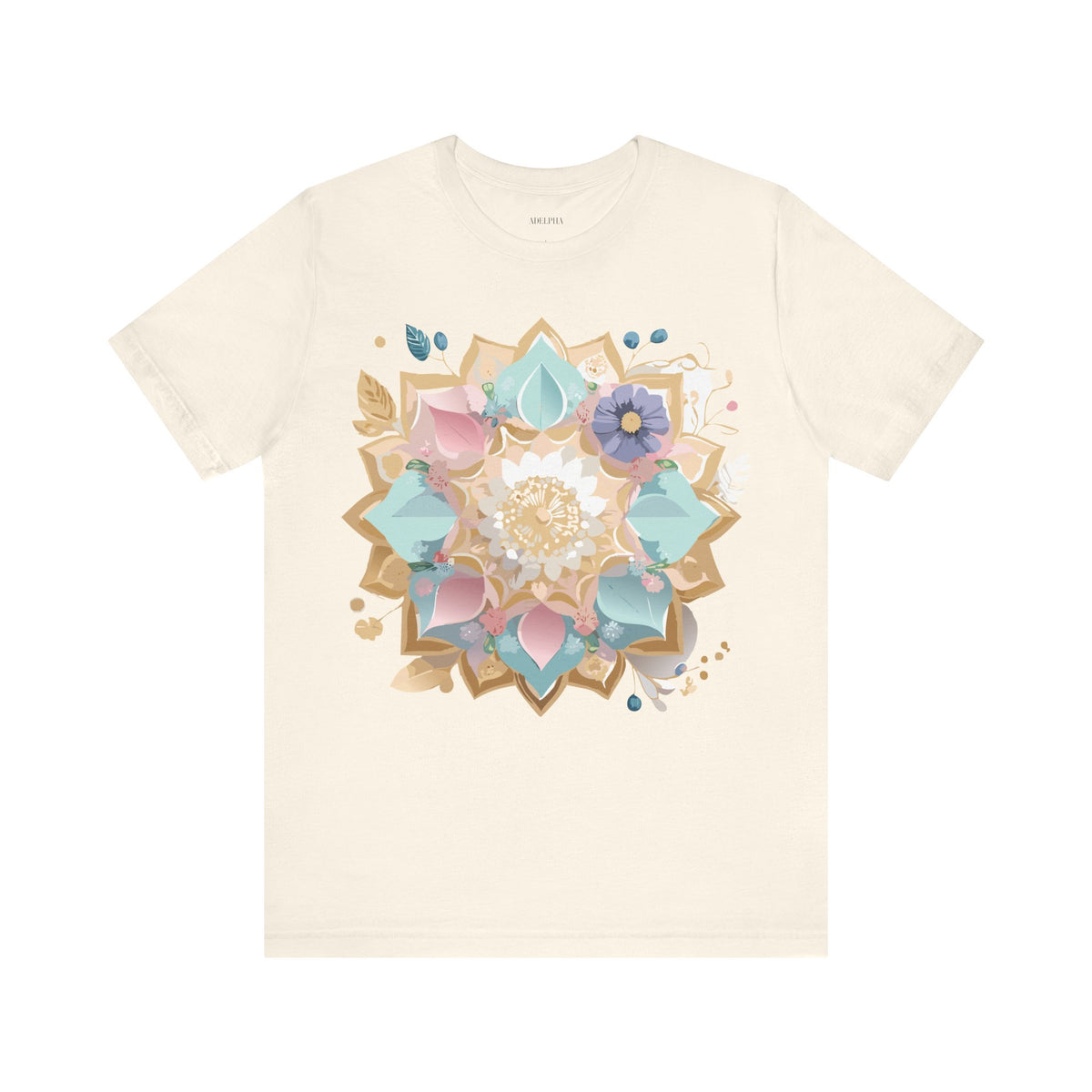 Mandala Graphic Unisex Cotton Bella+Canvas Tee with Floral Art Design d28