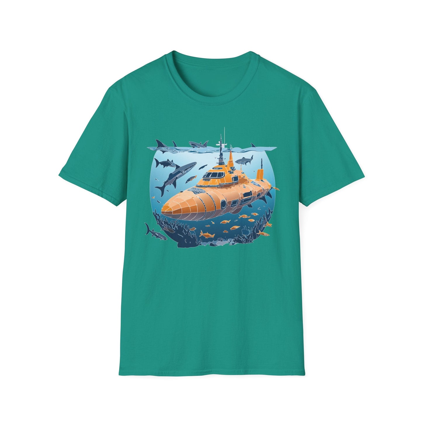 Ocean Graphic Tee Shirt Unisex Softstyle 64000 Gildan Lightweight Breathable Ocean Design U Boat