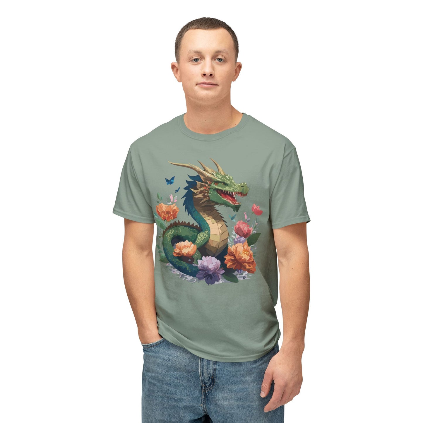 Dragon T Shirt With Art Print HD Cotton Unisex Tee Vintage Dragon Design