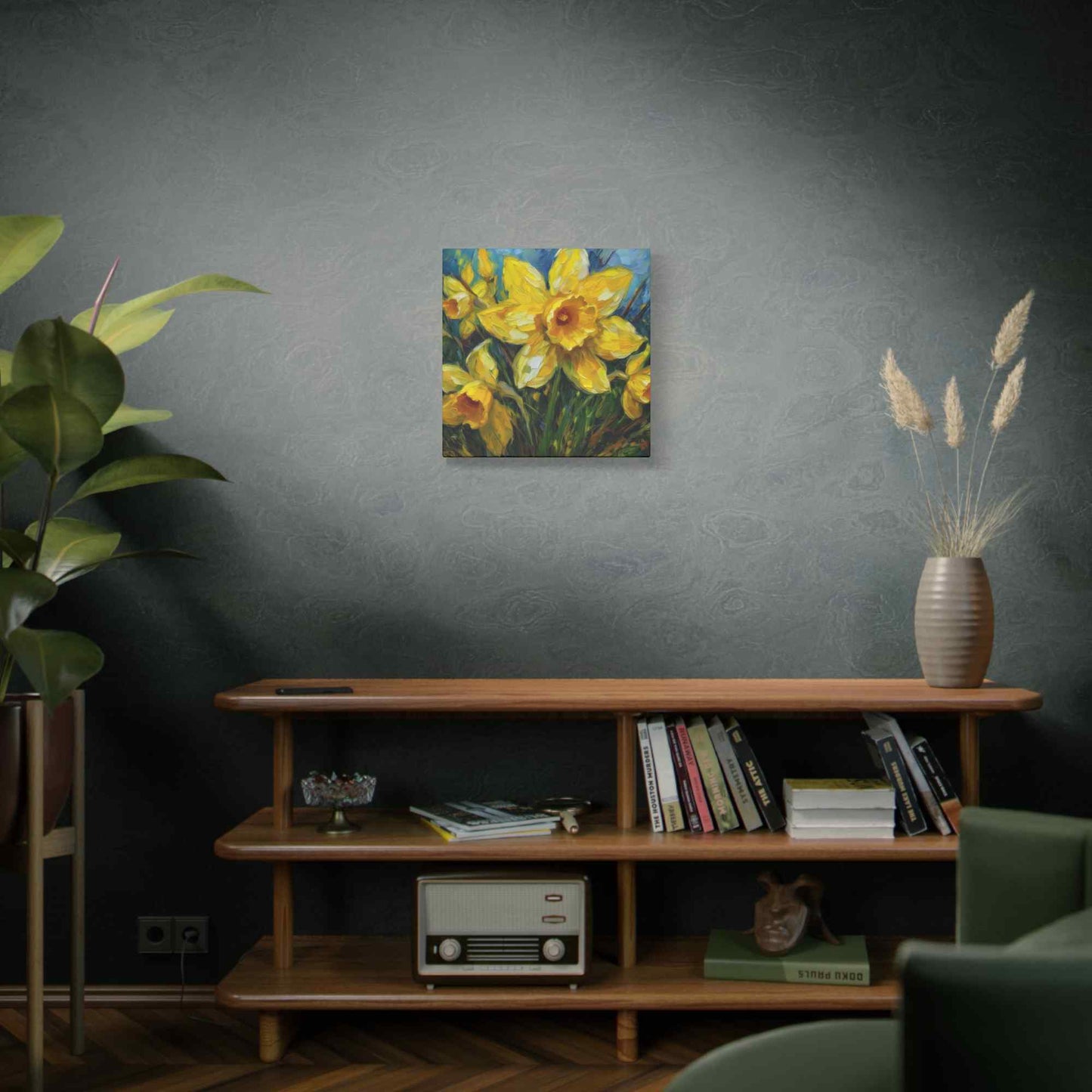Narcissus Print Canvas, Floral Oil Paint Print 20x20, 24x24, 30x30, 32x32, 36x36 Art Design Pine-Wood Inner Frame MC-178