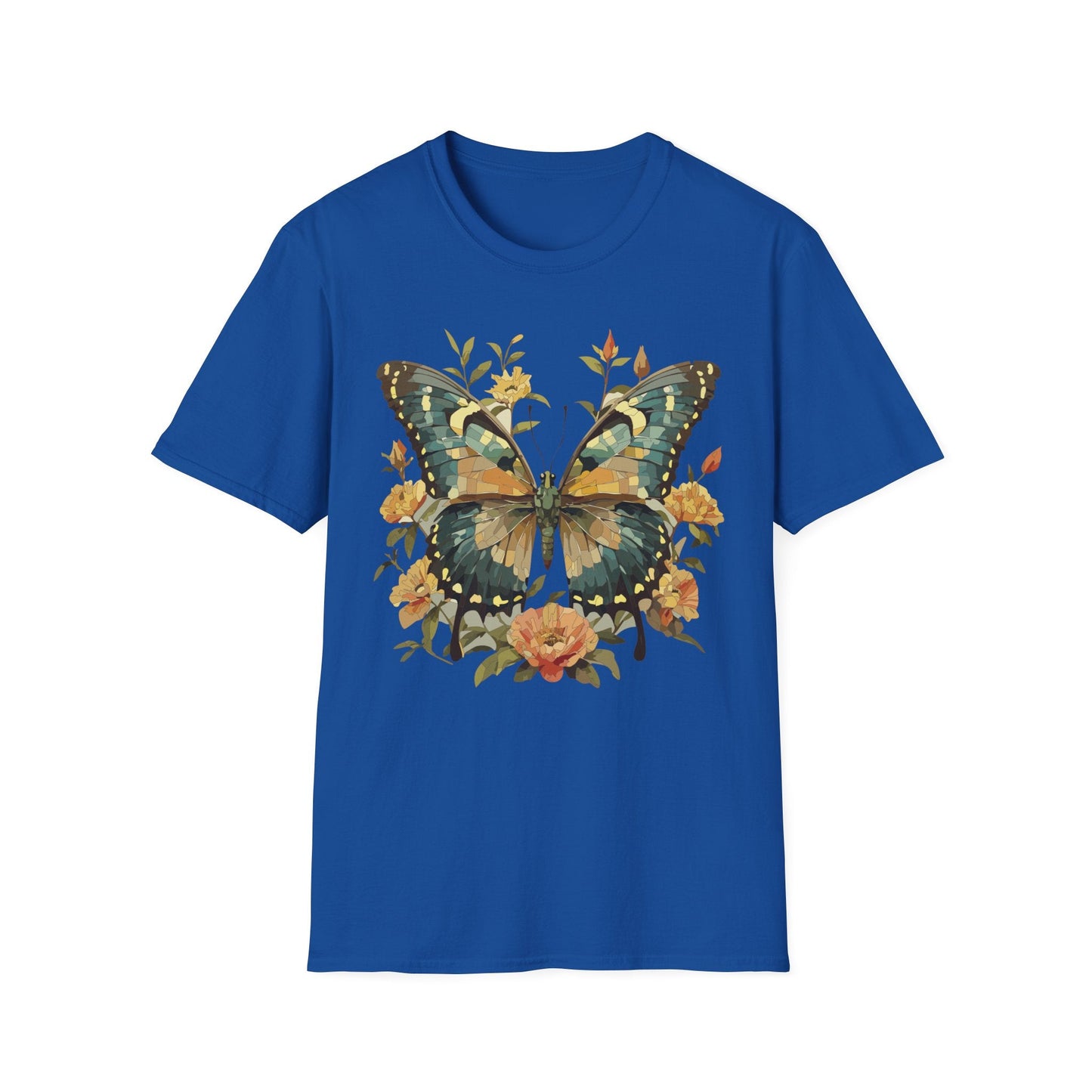 Butterfly Print T Shirt Unisex Monarch Shirt Gildan Softstyle 64000 Ring Spun Cotton