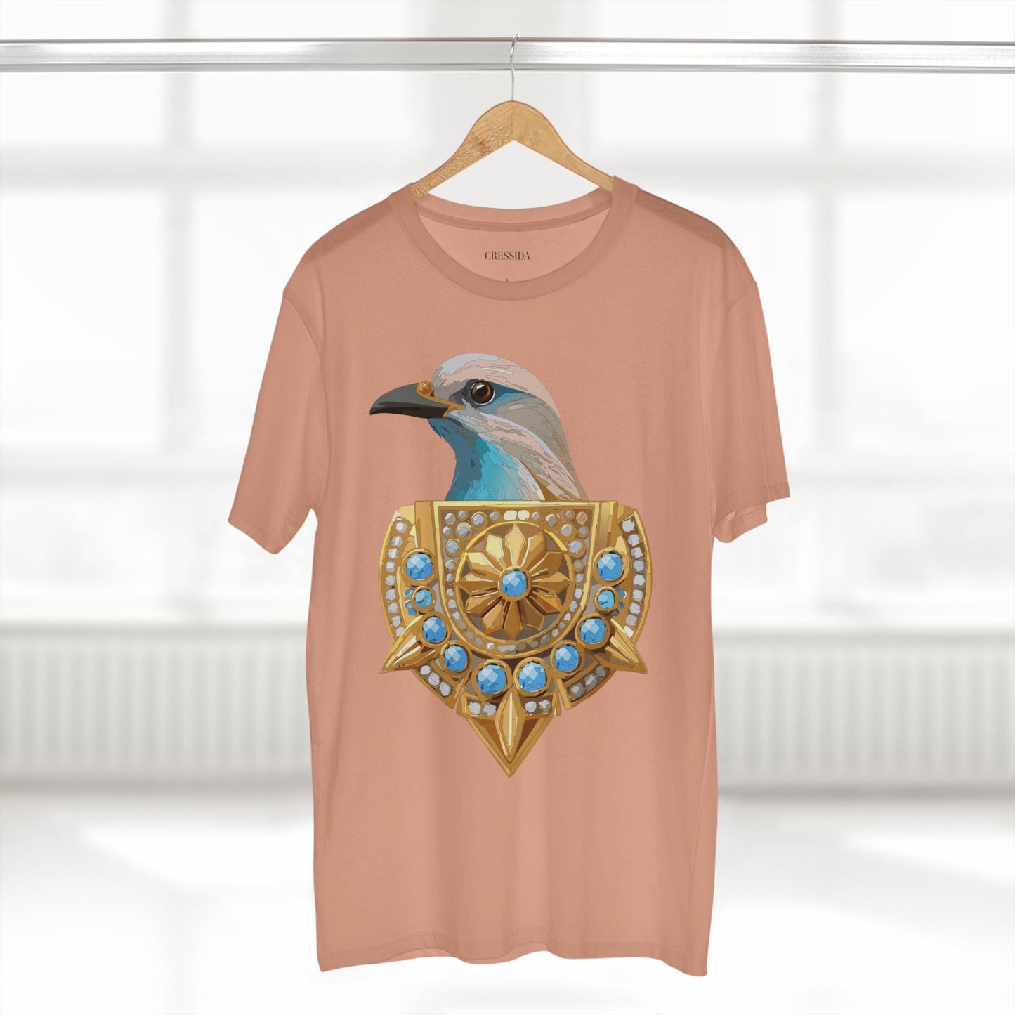 Bird Graphic Unisex 100 Cotton Tee With Unique Animal Golden Medallion Art Design 16