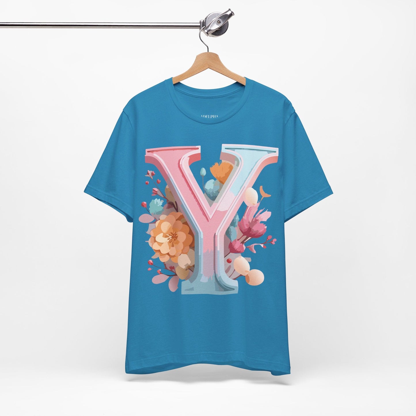 Letter Y Graphic Tee Unisex Short Sleeve Vintage Inspired Artwork Adelpha Premium