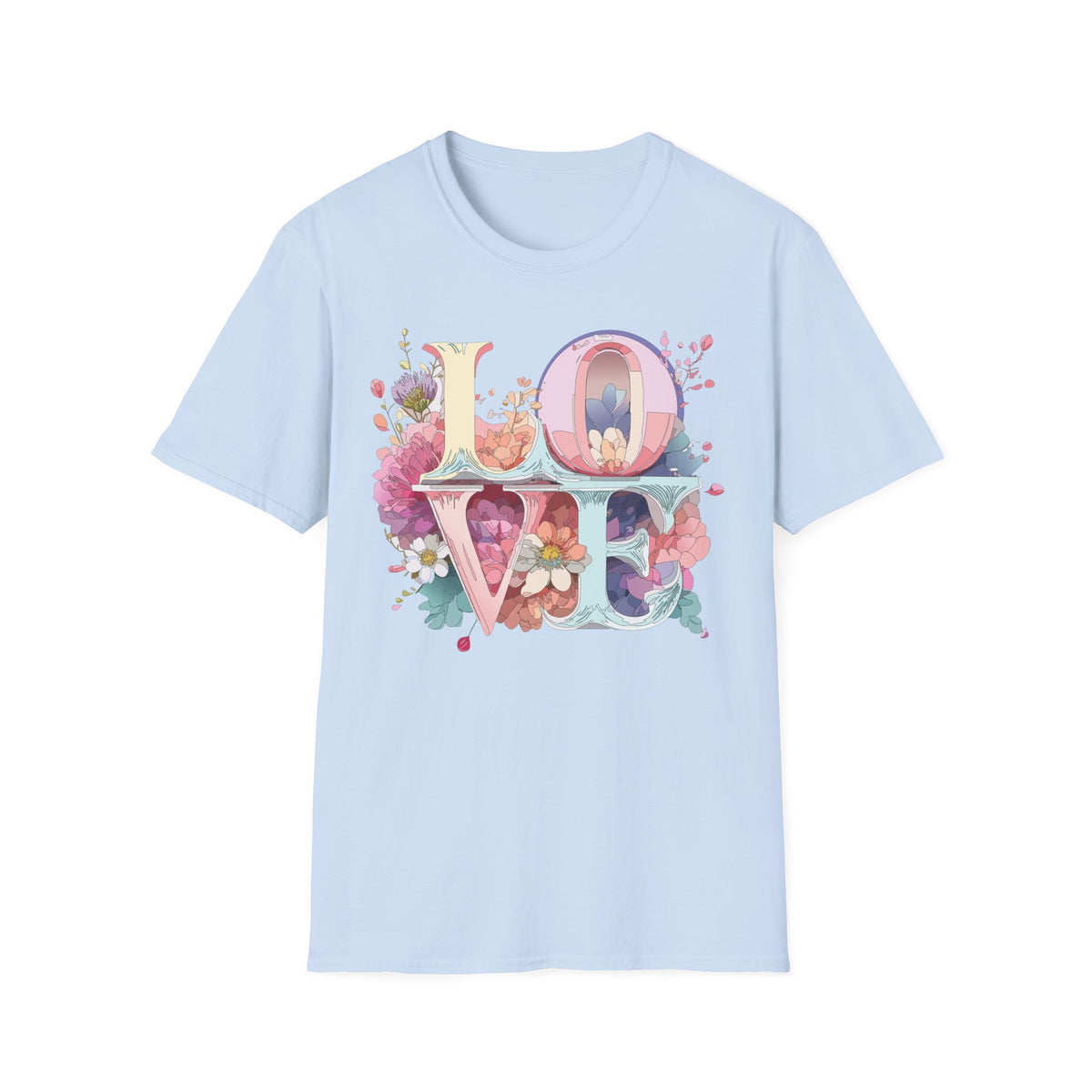LOVE floral letter tee, T-Shirt | pastel bloom typography