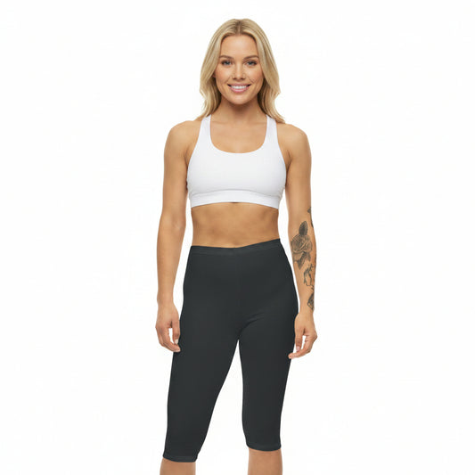 Gunmetal Color Women's Brushed Suede Poly Span Casual Capri Leggings XS-2XL