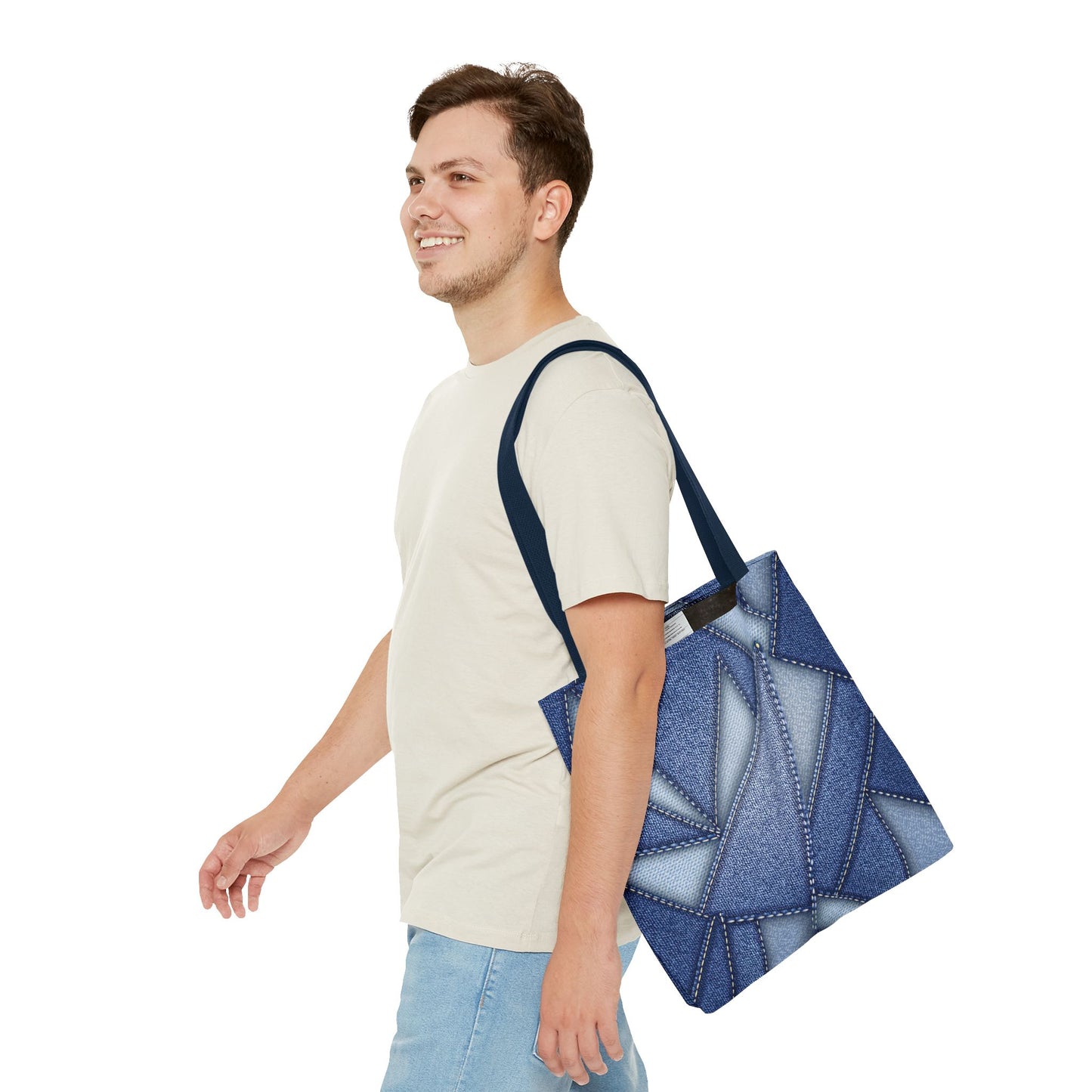 Denim Fabric Imitation Print Unisex Canvas Bag Poly Spun 3 Sizes Tote Bag 111