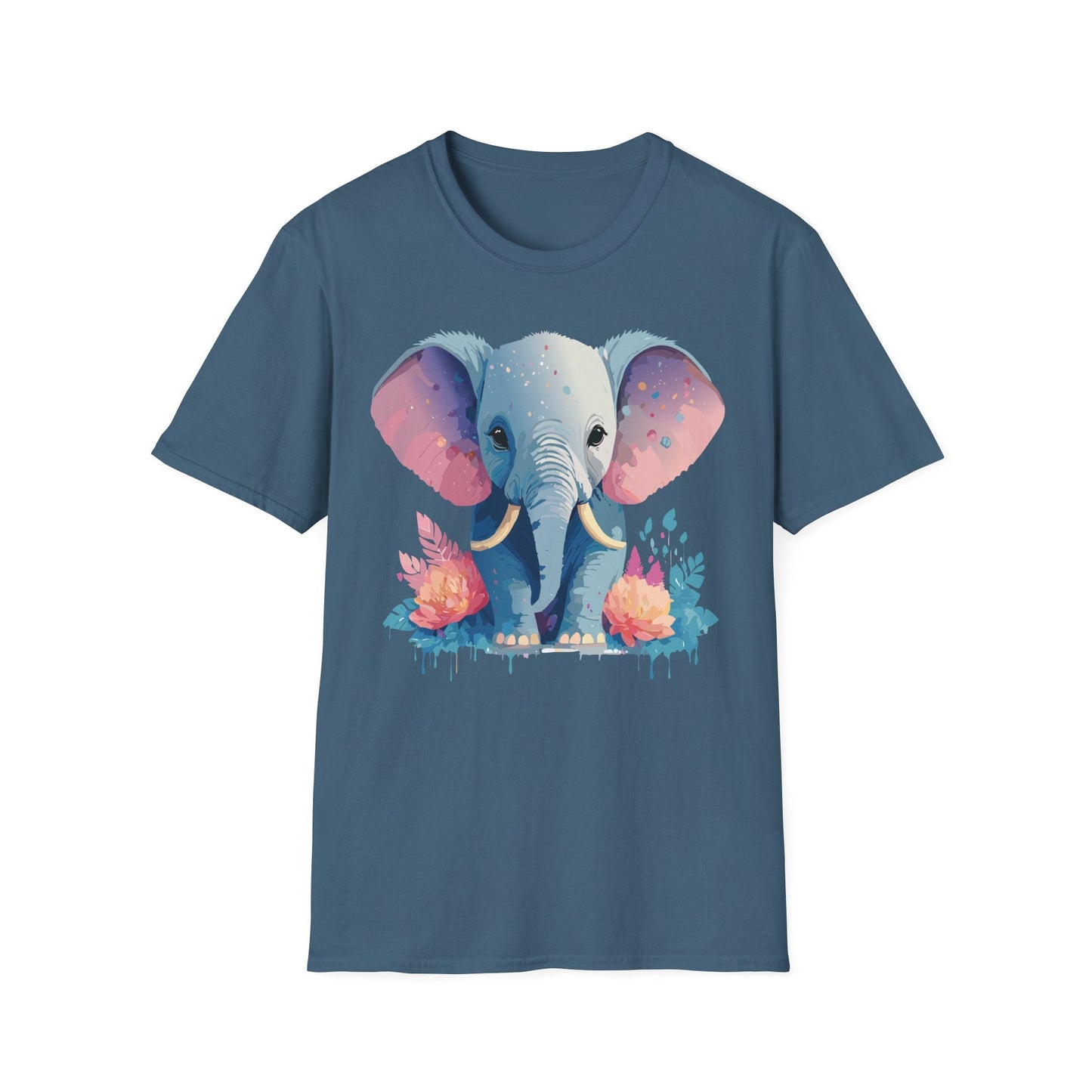 Elephant T Shirt For Adults Unisex Gildan Softstyle 64000 100 Percent Ring Spun Cotton Tee
