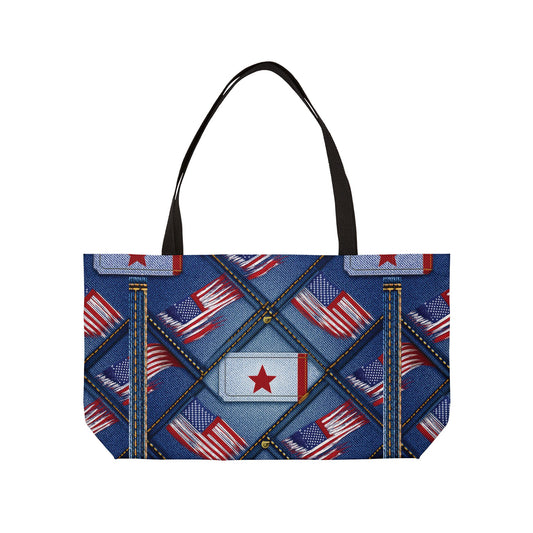 4th of July Denim Print Yoga Bag High-Quality 100% Spun Poly 24x13 Canvas Bag 60