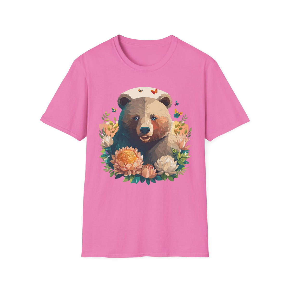 Floral Bear with Butterflies T-Shirt | Woodland Animal Tee