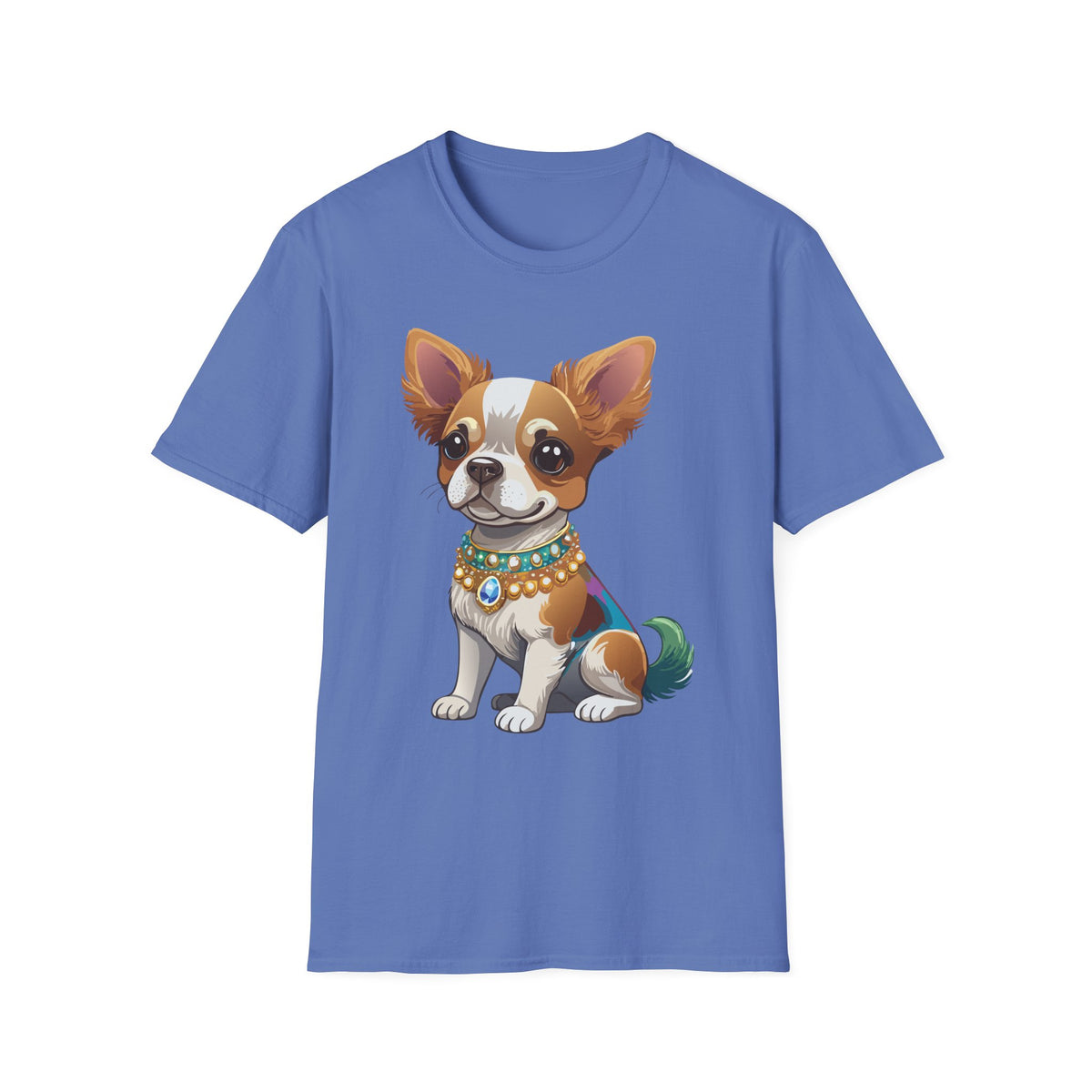 Chihuahua Pup Graphic T-Shirt — Cute Jewel-Collared Dog Graphic Design Unisex 100 Cotton Gildan T-Shirt