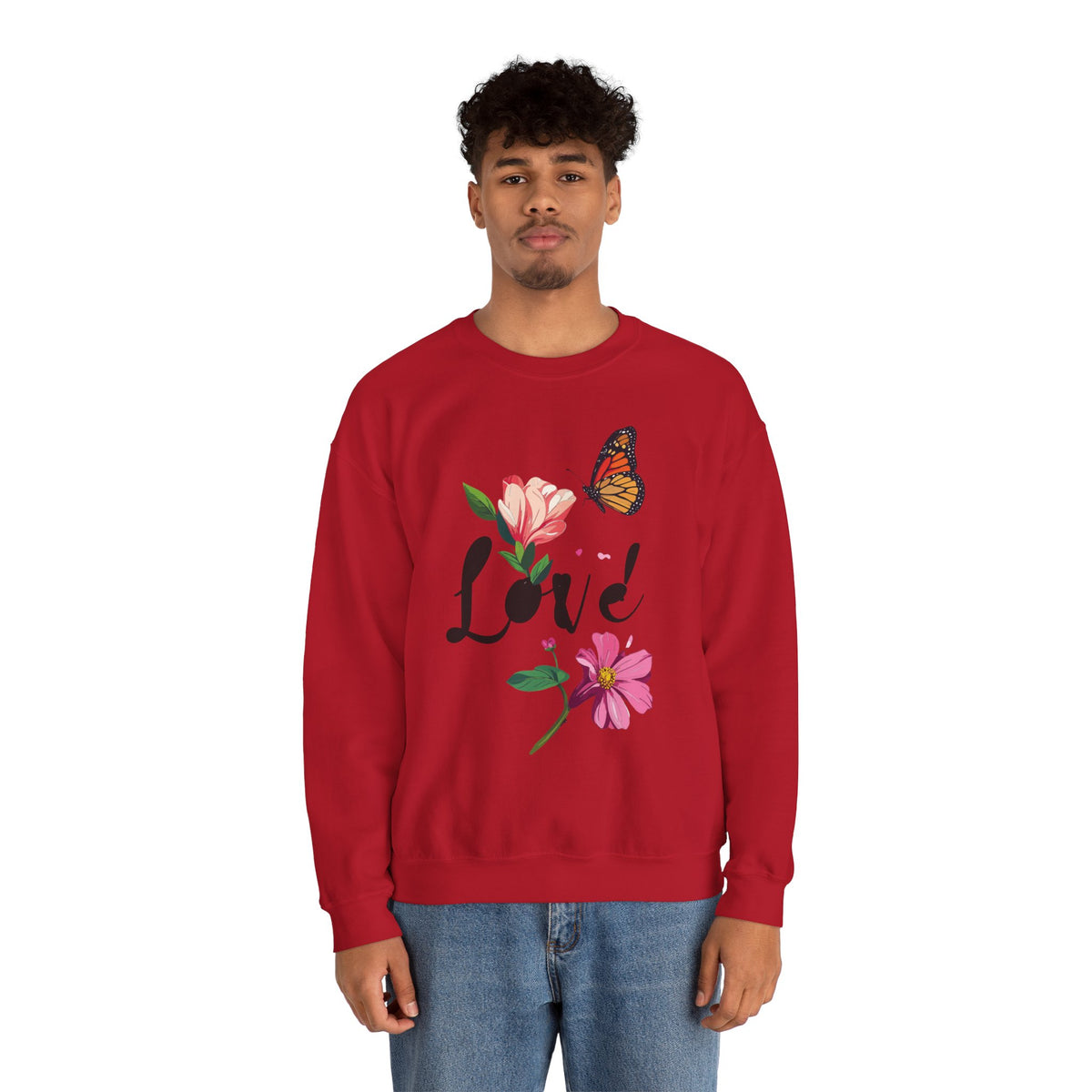 Floral Love Sweatshirt, Floral Butterfly Sweatshirt, Love Sweatshirt, Valentine's Day Sweatshirt, Floral Sweatshirt 120
