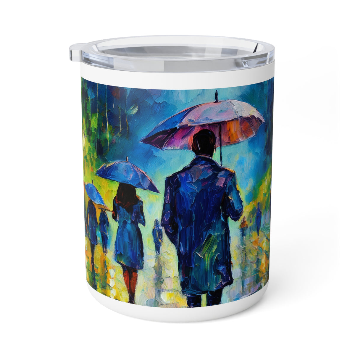 2 Art Design Insulated Coffee Mug with Clear Lid 10oz Insulated Coffee Mug 10oz