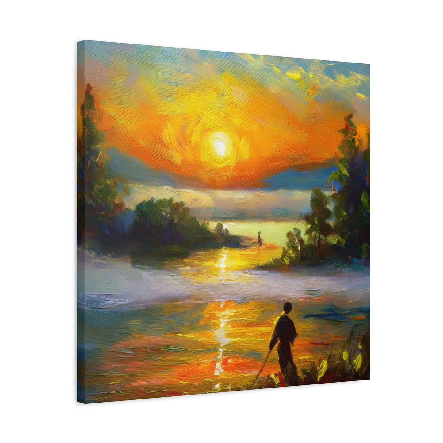 Sunrise Print Canvas, Oil Paint Print 20x20, 24x24, 30x30, 32x32, 36x36 Art Design Print Pine-Wood Inner Frame MC-40