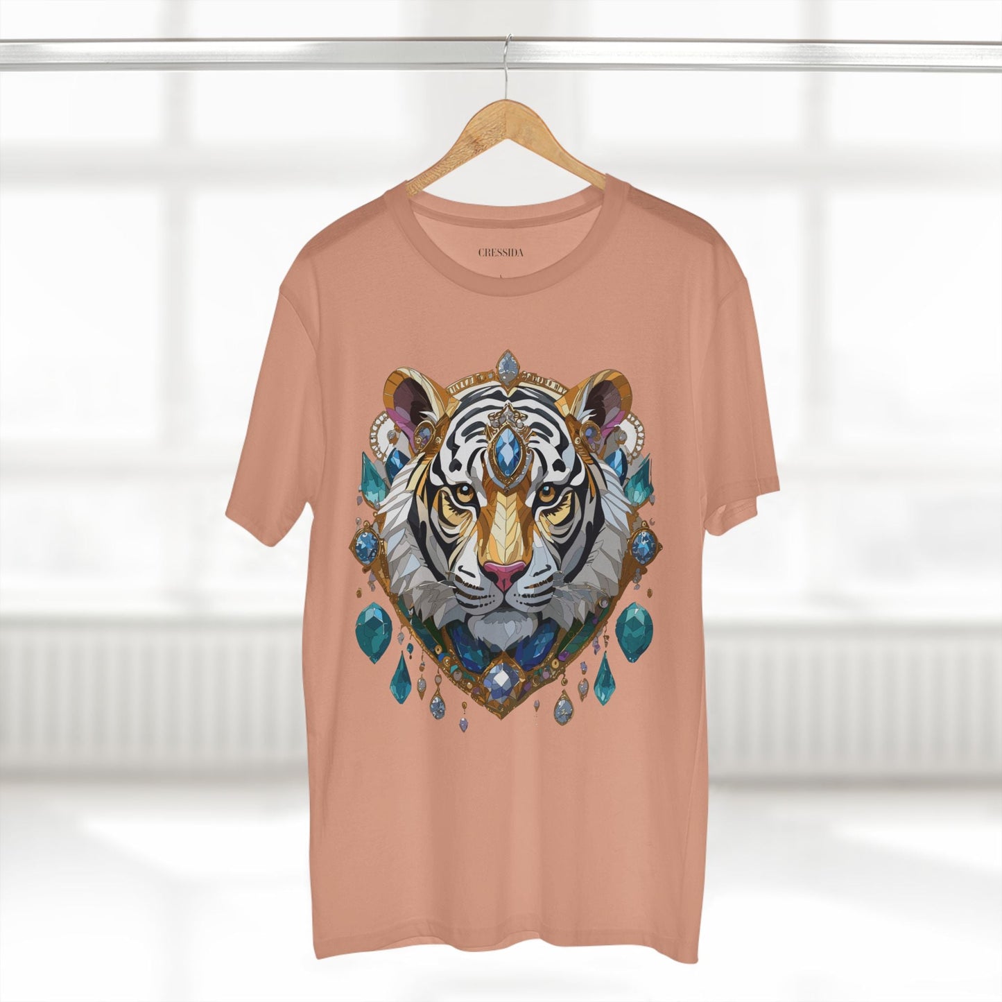 Tiger Graphic Unisex 100 Cotton Tee With Unique Animal Golden Medallion Art Design 53