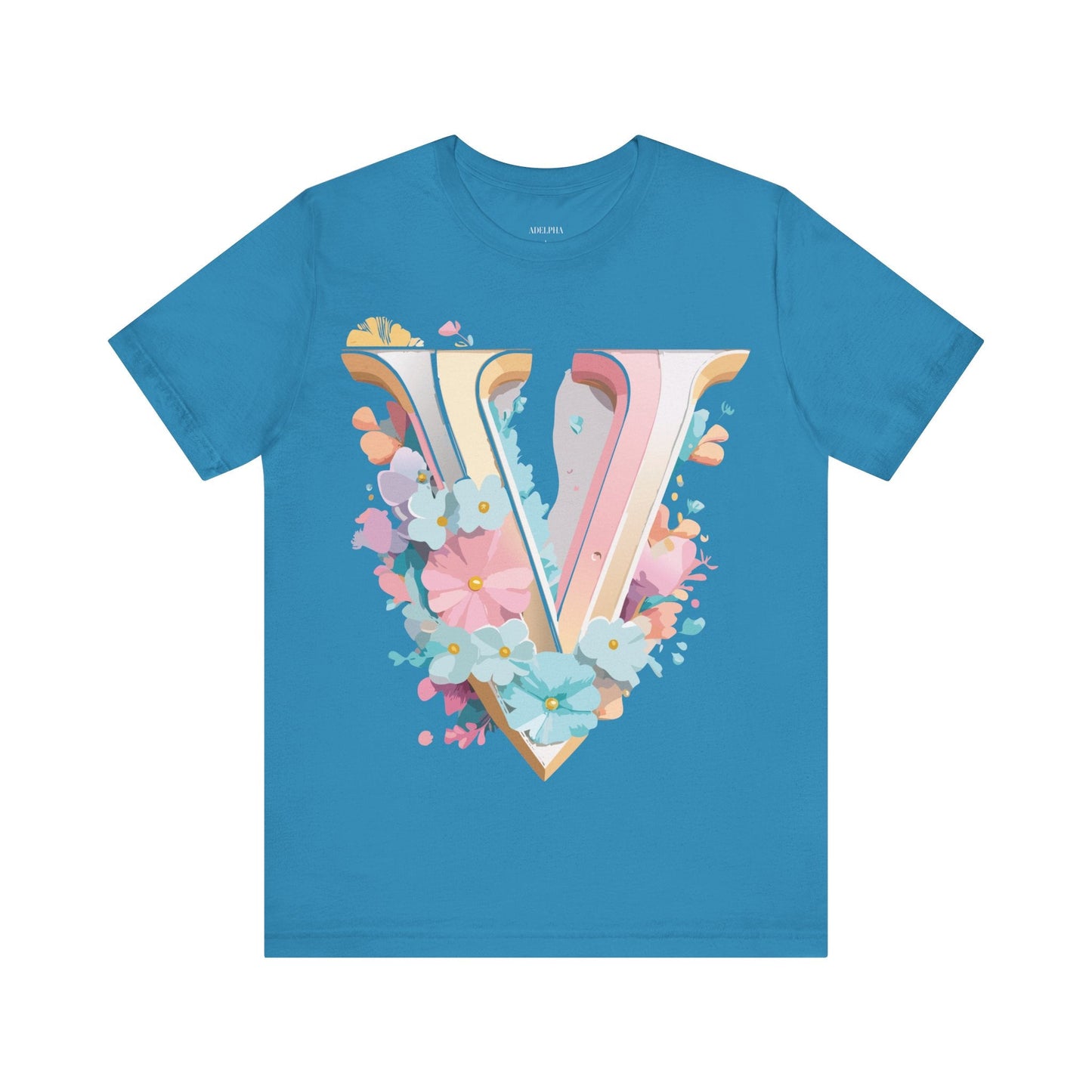 Letter V Shirt Graphic Tee Unisex Jersey Short Sleeve Vintage Inspired Adelpha Art Design