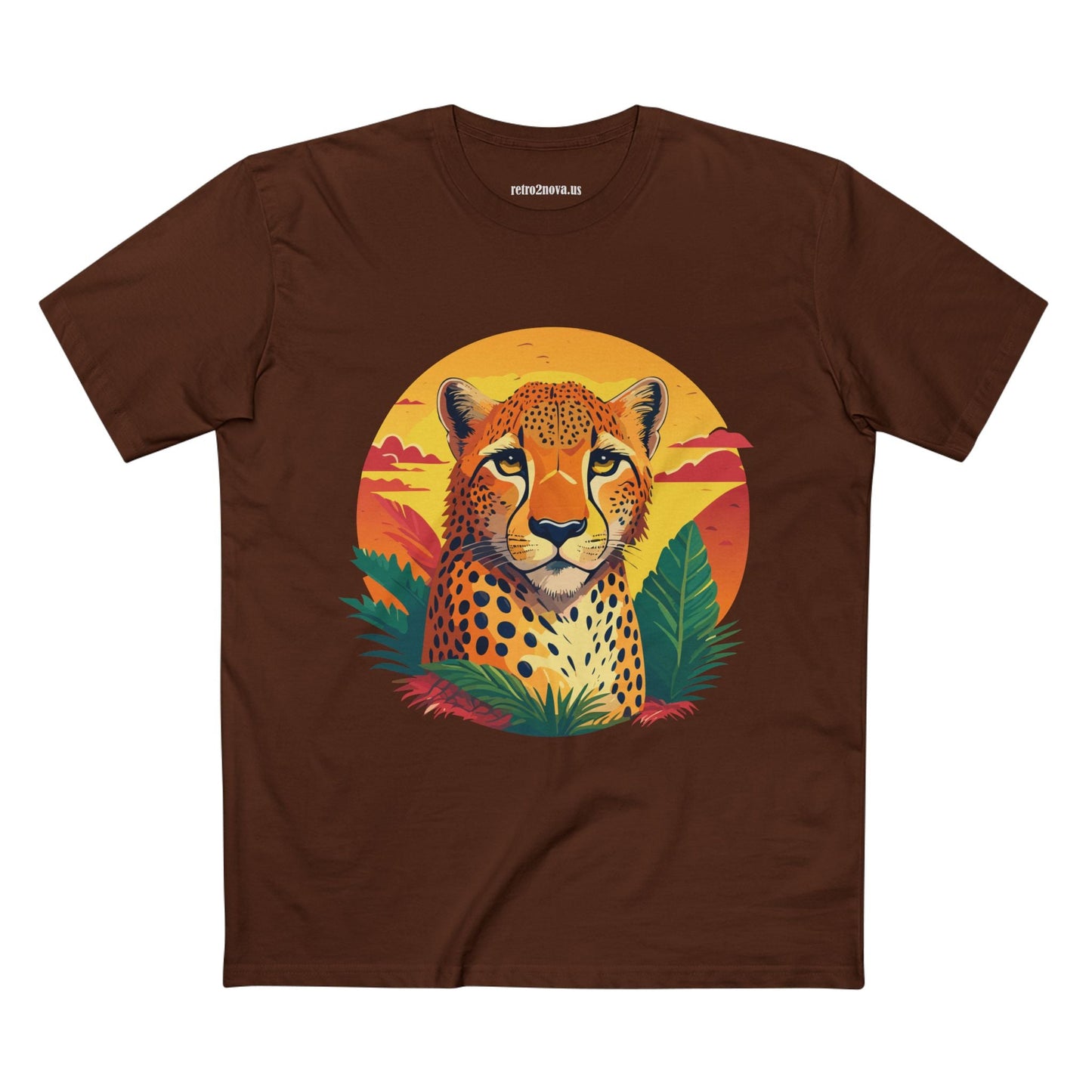 Unisex Cheetah Shirt Premium Cotton Staple Tee With Original Art Design By Retro2Nova Exclusive Art Collection