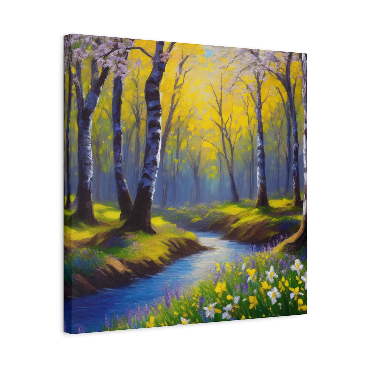 Spring Forest Print Canvas, Oil Paint Print 20x20, 24x24, 30x30, 32x32, 36x36 Art Design Print Pine-Wood Inner Frame MC-93