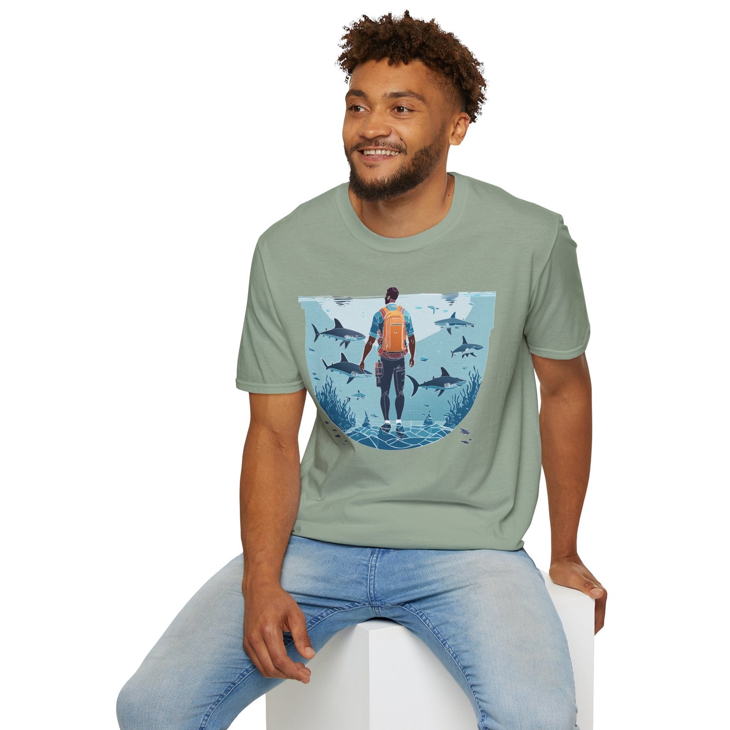 Ocean Tee Shirt Unisex Softstyle T Shirt With Ocean Art Design U Boat Theme Graphic Artwork Edition