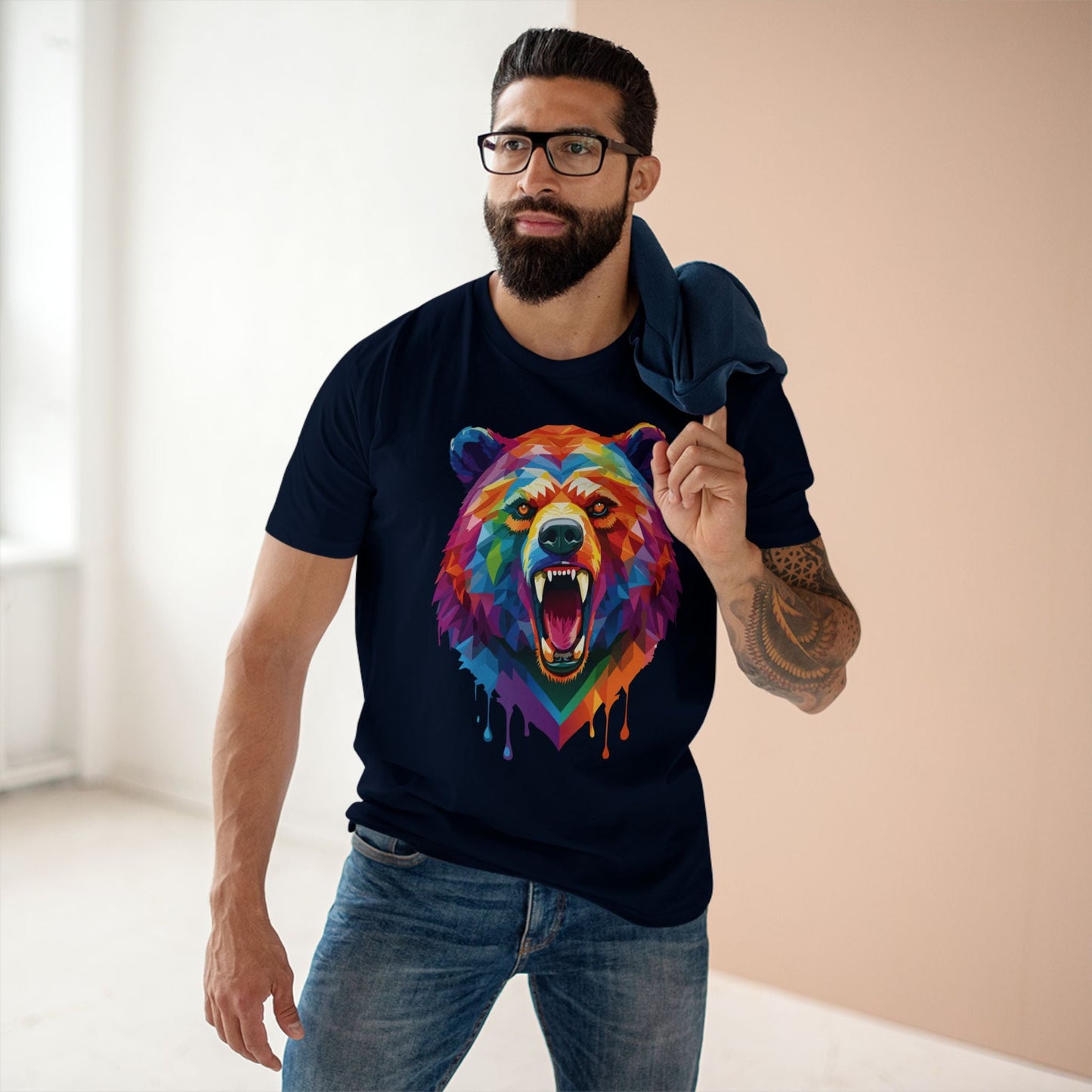 Bear Graphic Unisex 100 Cotton Staple Tee with Animal Design Artwork 14