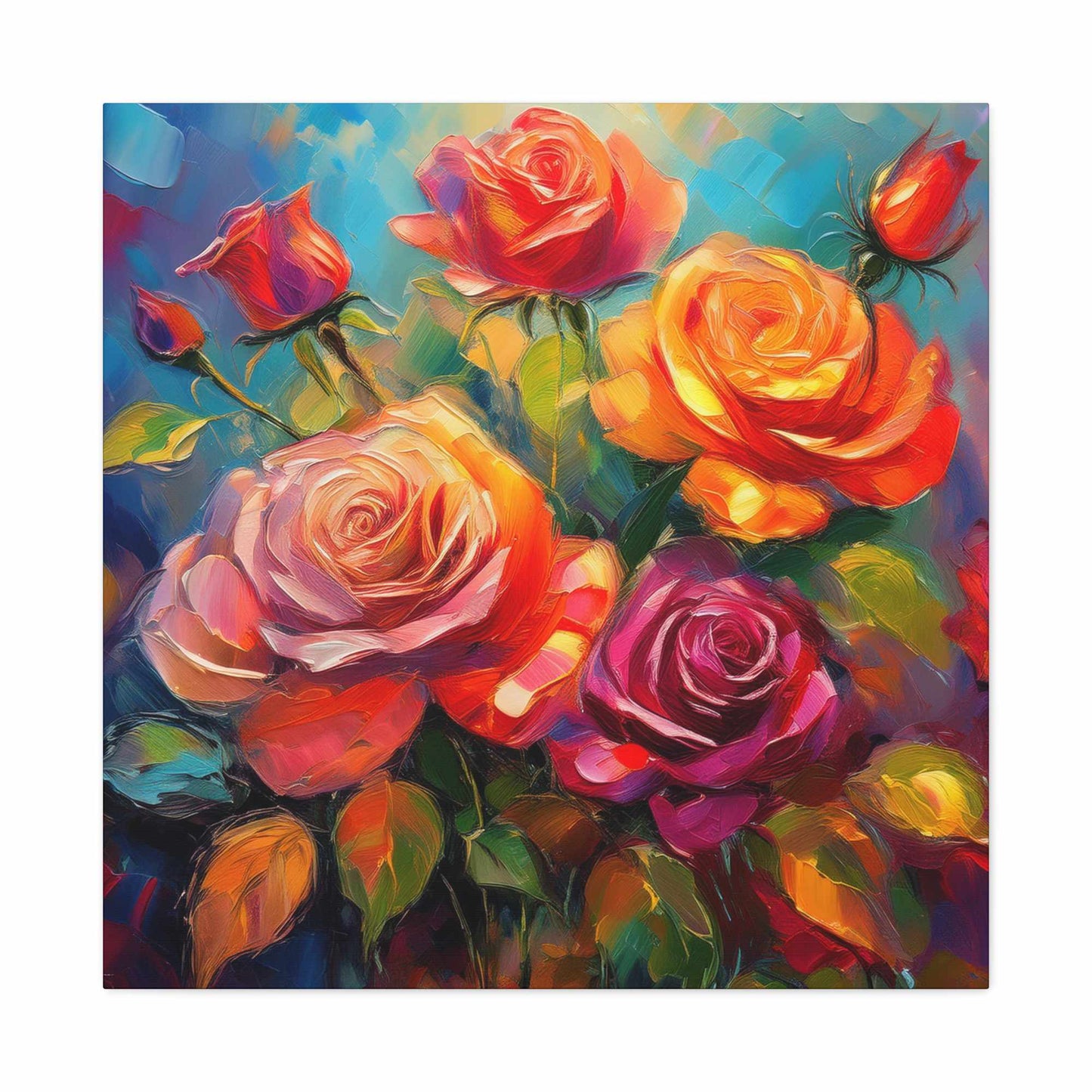 Orange Roses Print Canvas, Roses Oil Paint Print 20x20, 24x24, 30x30, 32x32, 36x36, Floral Art Design Print Non-Frame MC-17