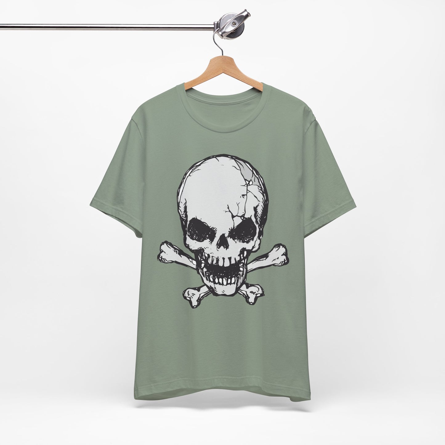 Grey Skull Graphic Design Tee, Skull Shirt, Vintage Tees, Art Design T-Shirt, Vintage Graphic Tee, Art Shirts with Skulls