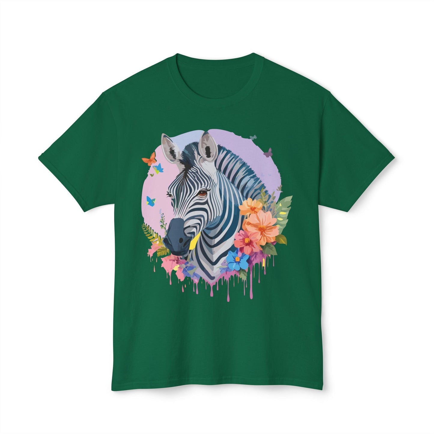 Unisex Zebra T Shirt With Art Print HD Cotton Vintage Zebra Tee Floral Design Graphic Tee