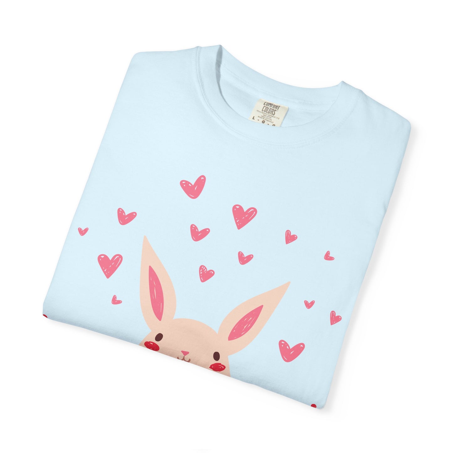 Easter Bunny Heart T-Shirt, Tee Shirt with Easter Signature, T Shirt with Easter Prints, Tee Shirt with Easter Design