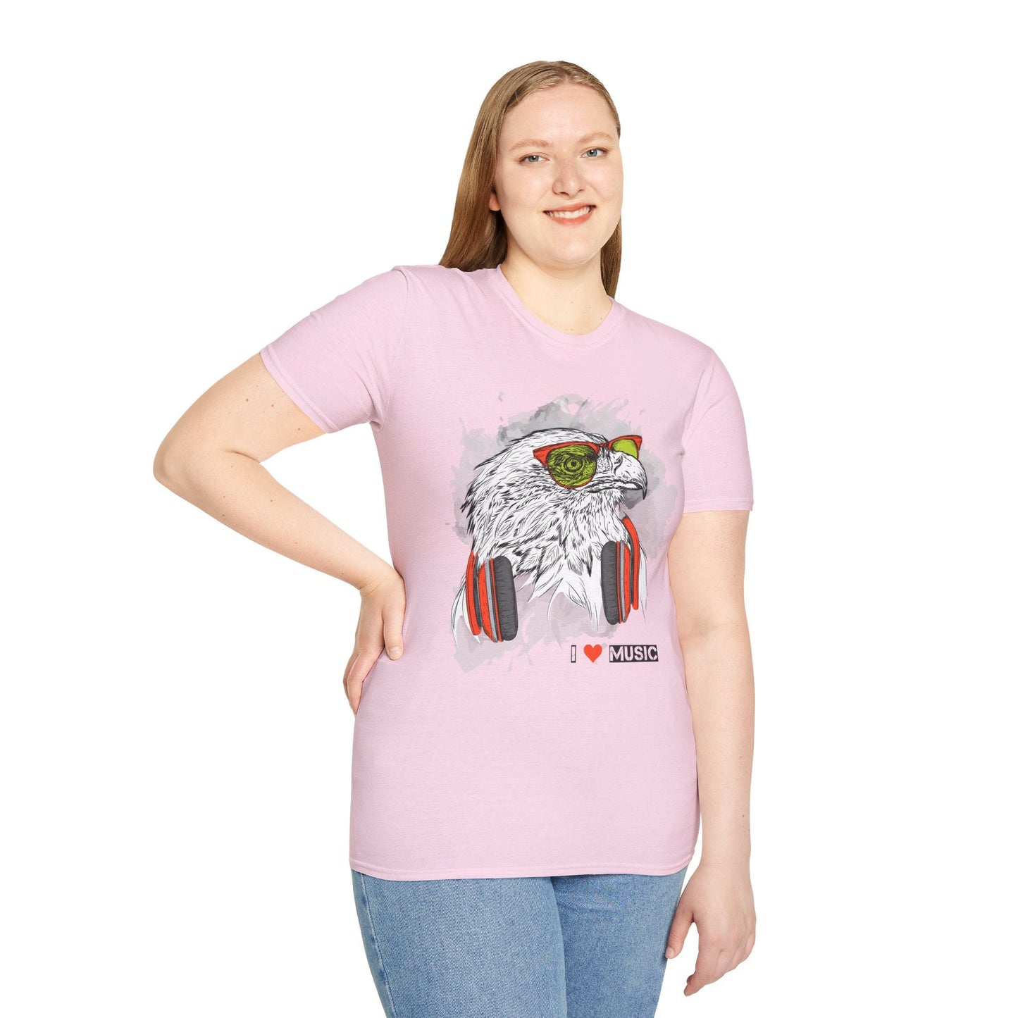 I Love Music Animals Shirt With Headphones Unisex Gildan Softstyle 64000 Tee Premium