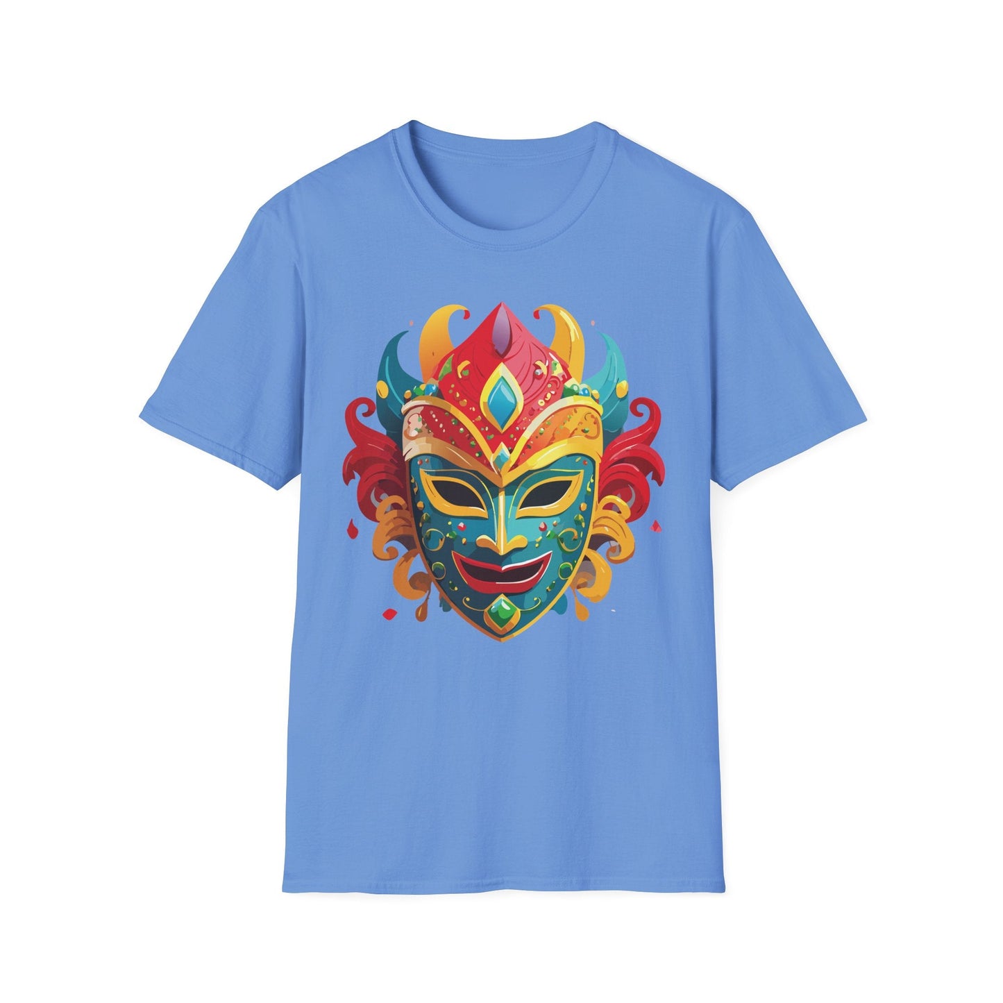 Unisex Mask Tee Shirt Gildan Softstyle 64000 Ring Spun Cotton Breathable Masquerade Design