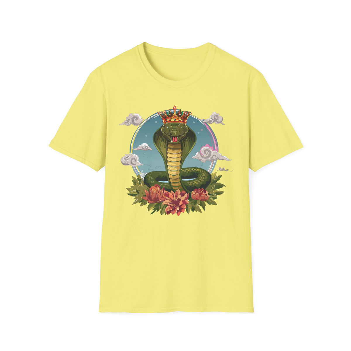 Crowned King Cobra T-Shirt | Snake Illustration, Regal Reptile Art