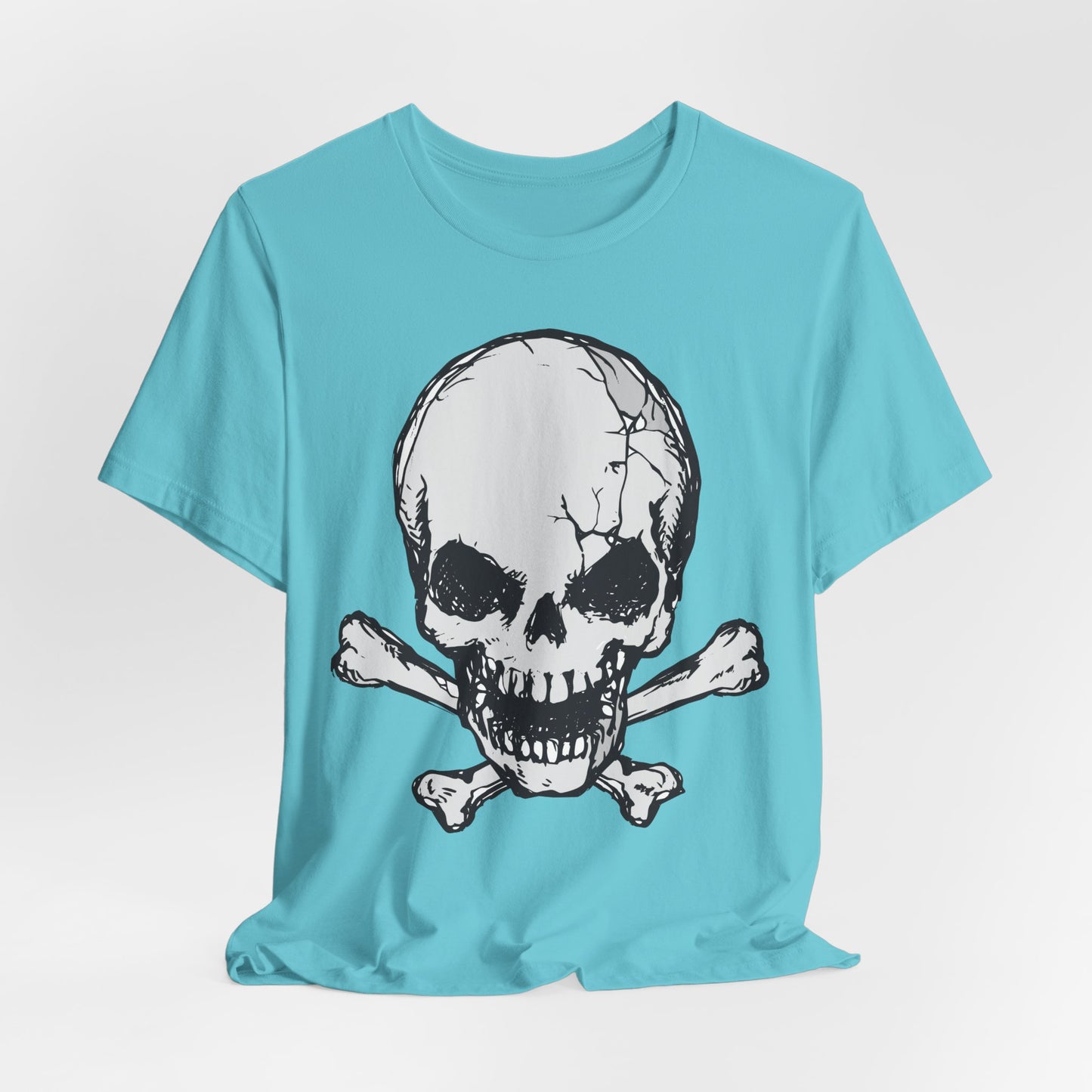 Grey Skull Graphic Design Tee, Skull Shirt, Vintage Tees, Art Design T-Shirt, Vintage Graphic Tee, Art Shirts with Skulls