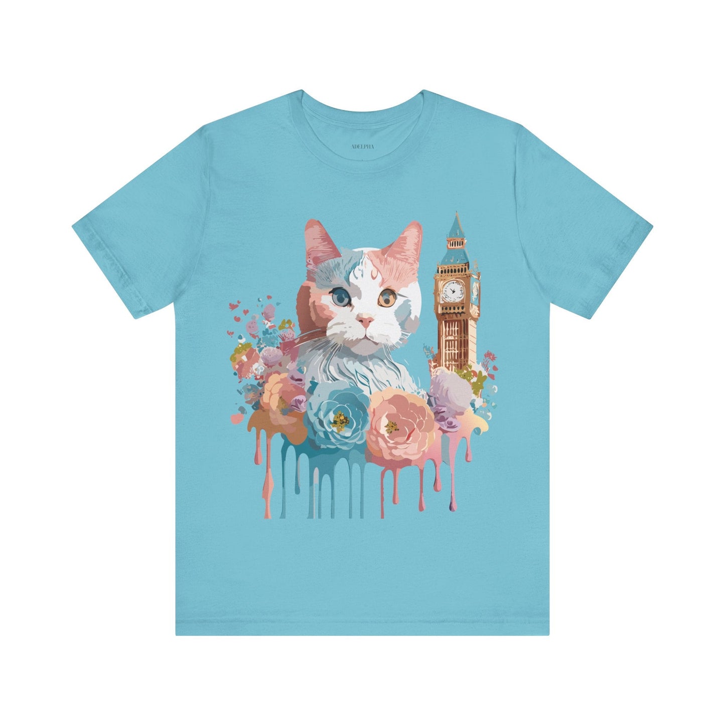Unisex Cat Graphic Tee With Short Sleeve Vintage Inspired Art Adelpha