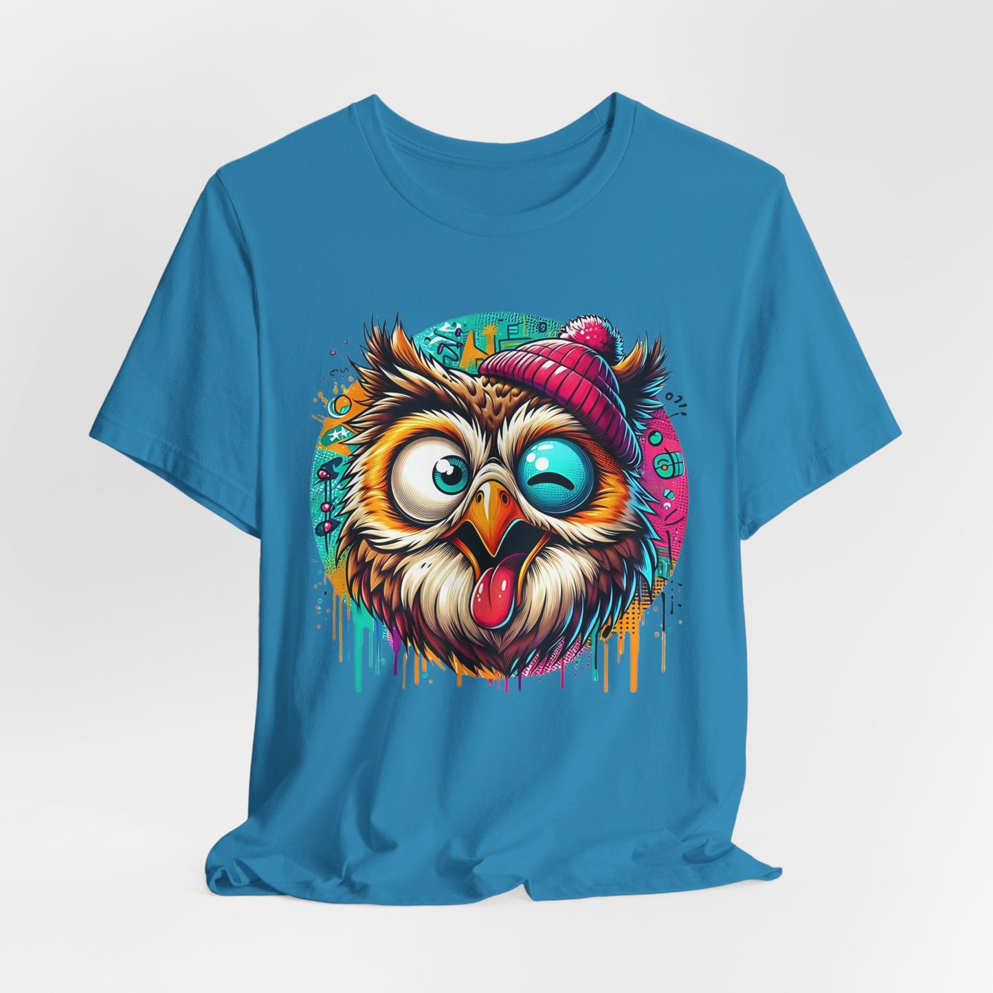 Colorful Owl Graphic Tee, Fun Owl Shirt, Funny Bird Shirt, Cute Cartoon Tees, Animal T-Shirt, Animal Tees, Art Design T-Shirt