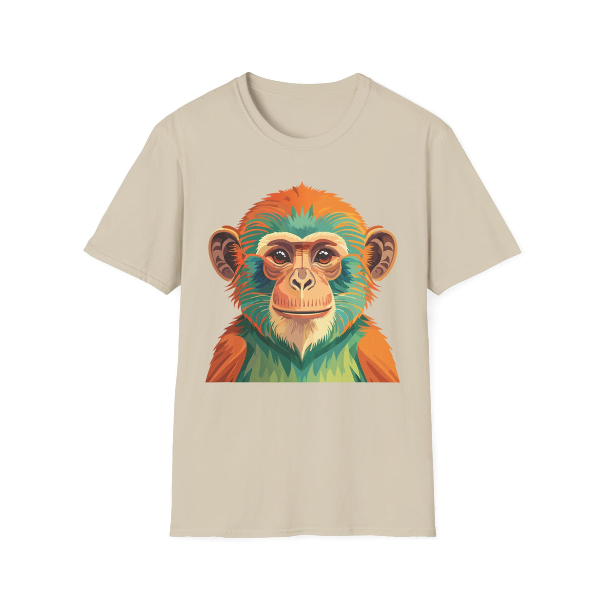 Colorful Monkey Face T-Shirt | Vibrant Primate Illustration Tee
