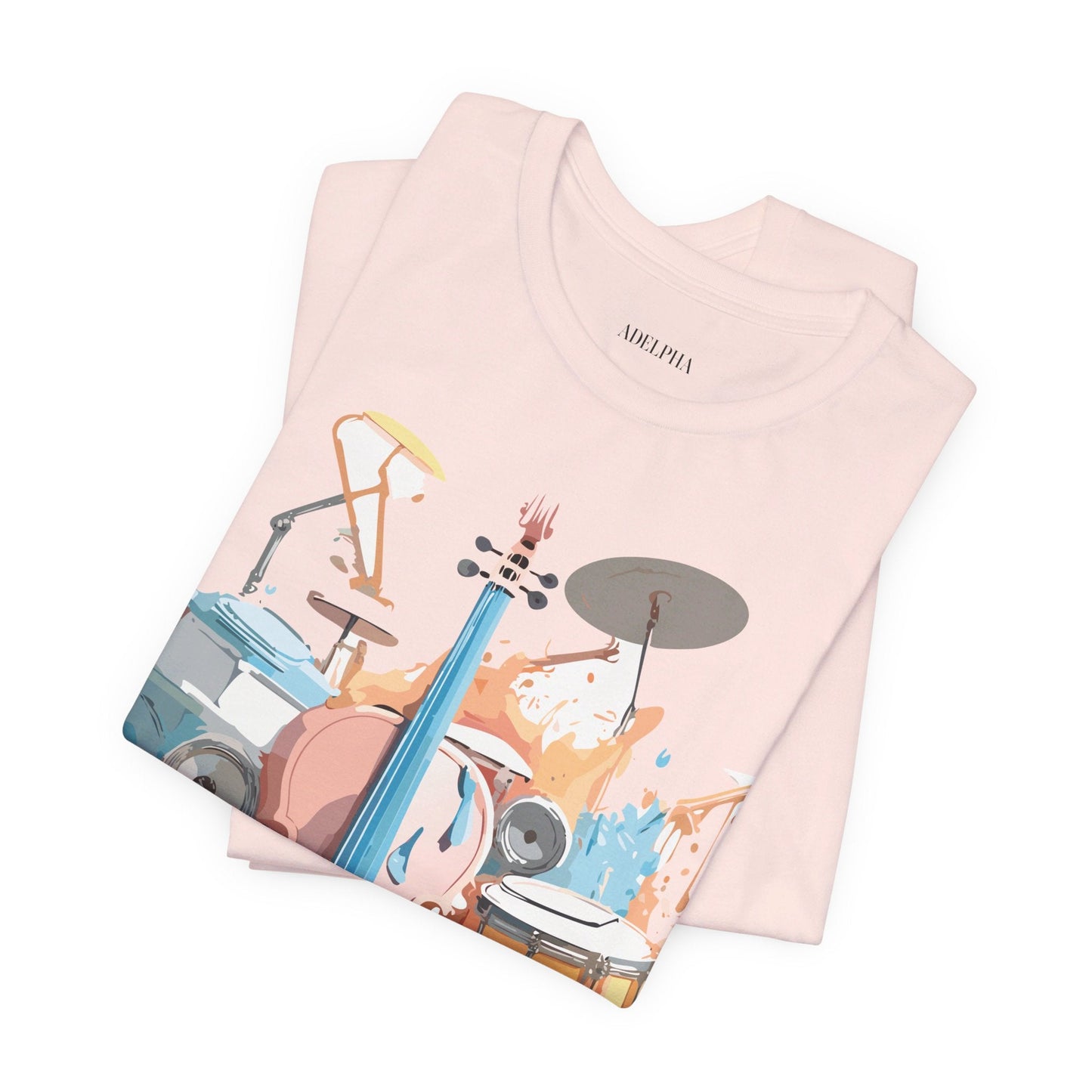 Music Graphic Unisex 100 Cotton Vintage Art with Musical Elements Tee 74