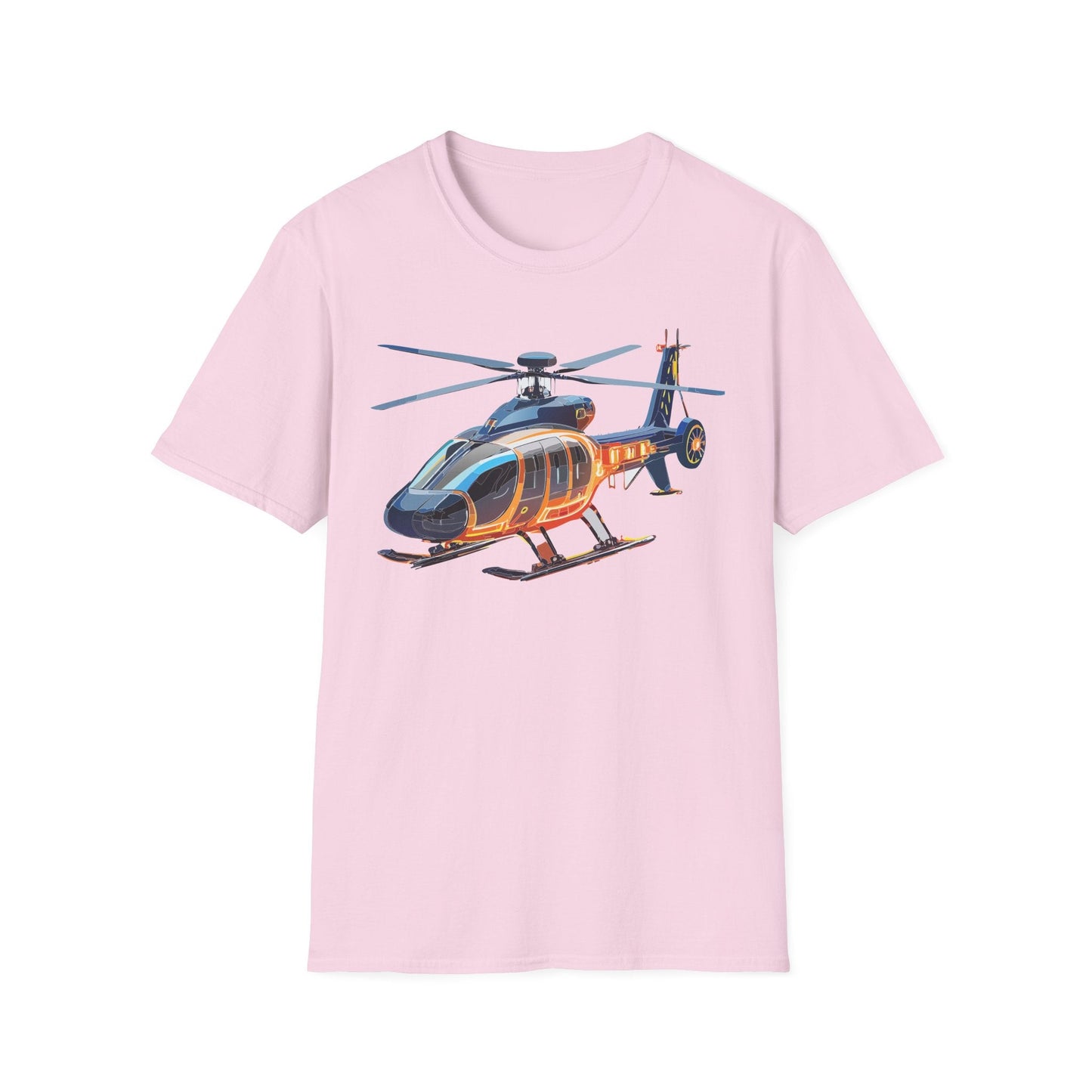 Unisex Helicopter Graphic T Shirt Softstyle 64000 Short Sleeve Chopper Tee For Everyday Comfort