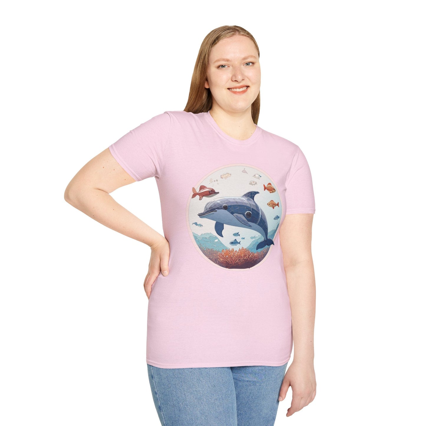 Dolphin Shirt Unisex Softstyle Tee One Hundred Percent Ring Spun Cotton Lightweight Comfort