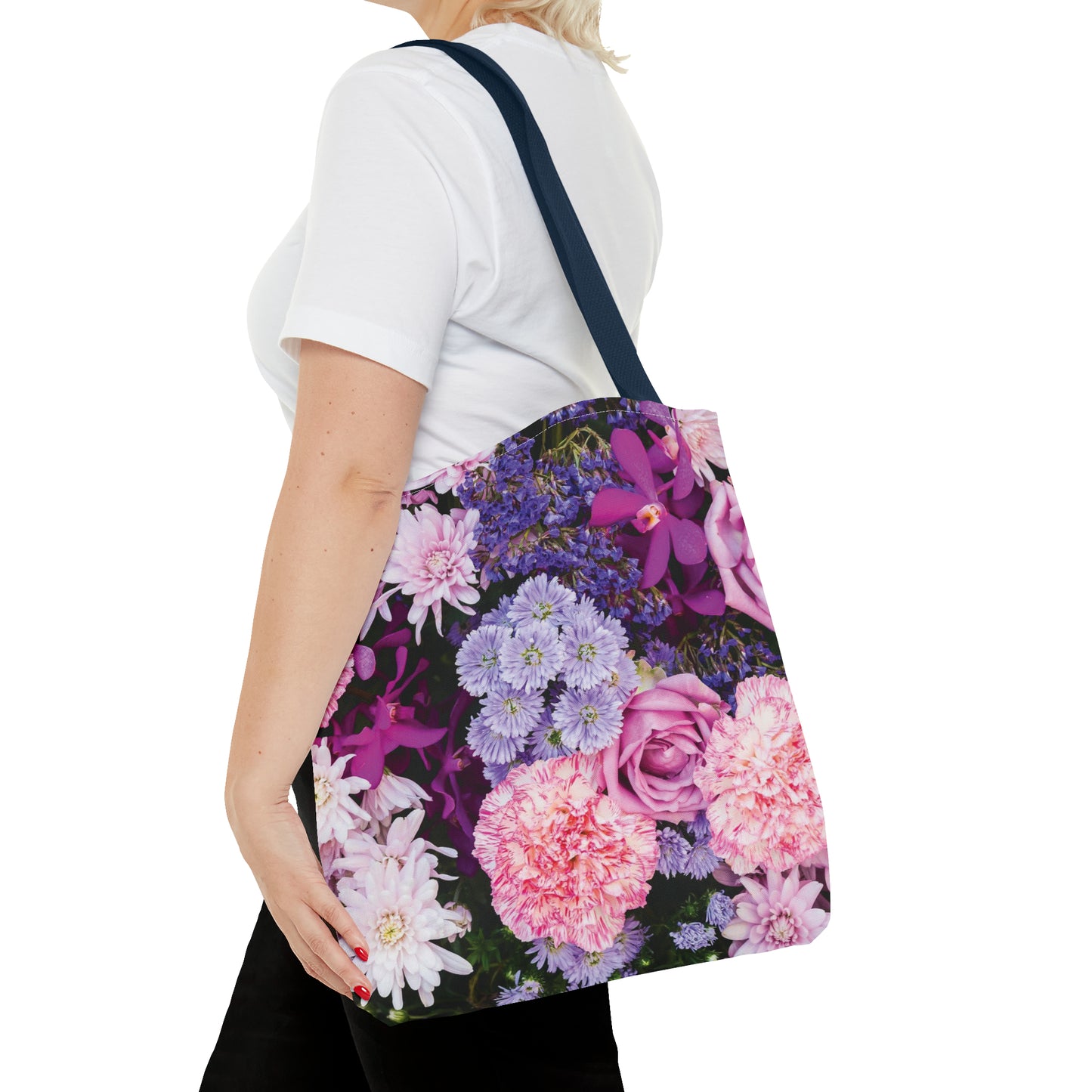 Canvastasche mit floralen Prints 