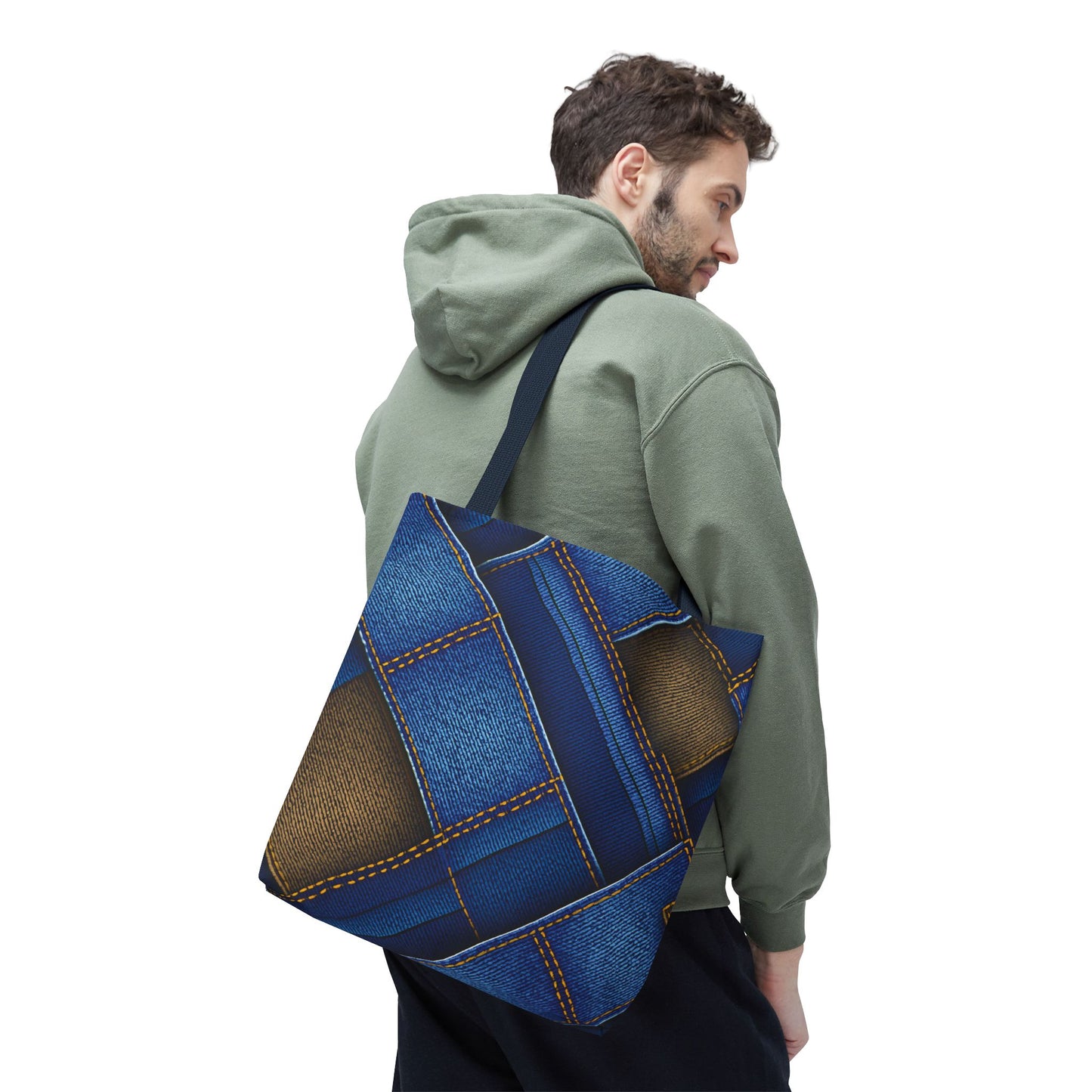Denim Fabric Imitation Print Unisex Canvas Bag Poly Spun 3 Sizes Tote Bag 147