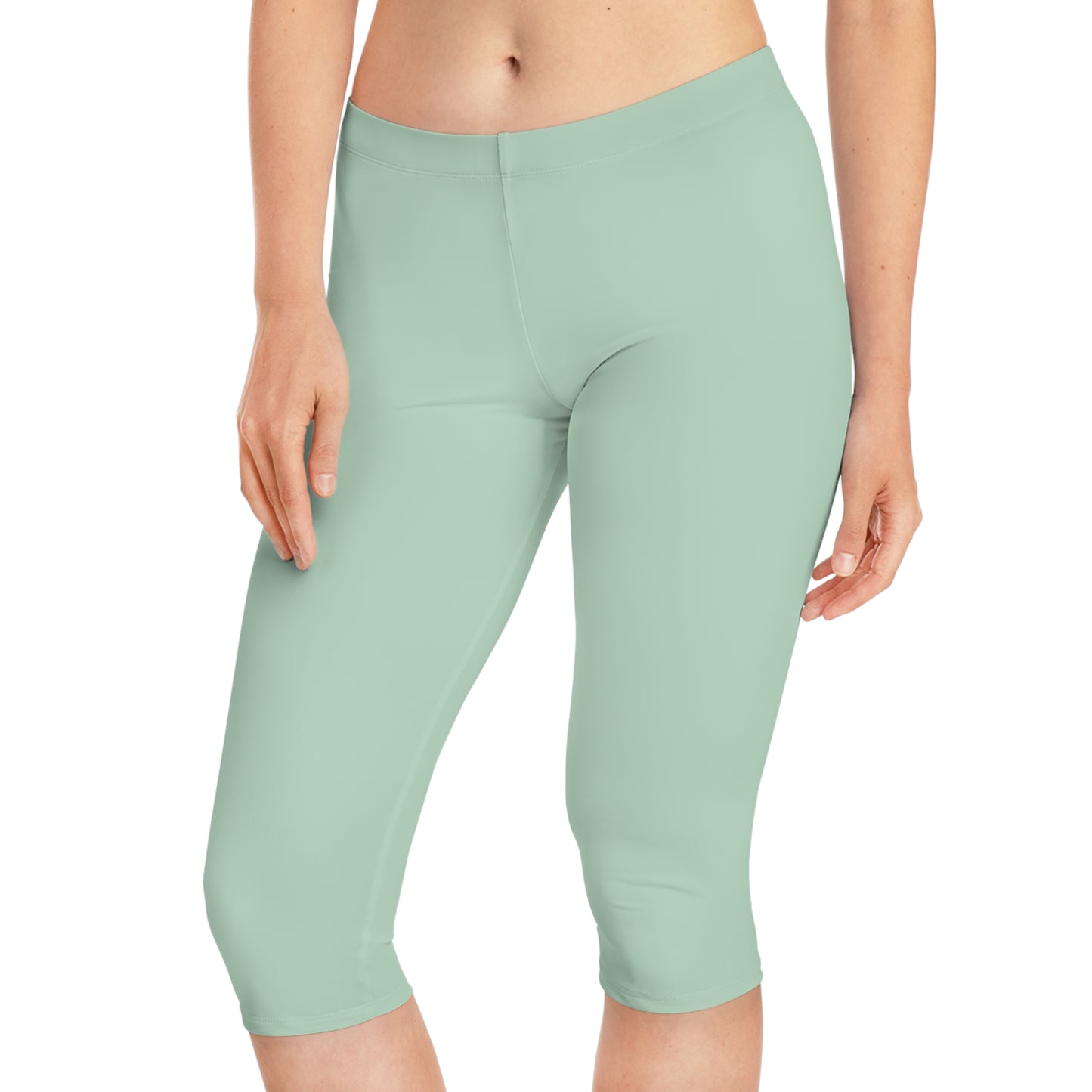 Green Color Capri Leggings, Green Capri Leggings 6