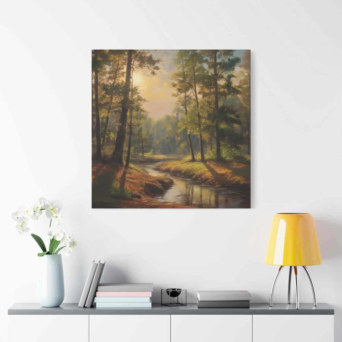 Forest Print Canvas, Trees Oil Paint Print 20x20, 24x24, 30x30, 32x32, 36x36 Art Design Print Pine-Wood Inner Frame MC-71