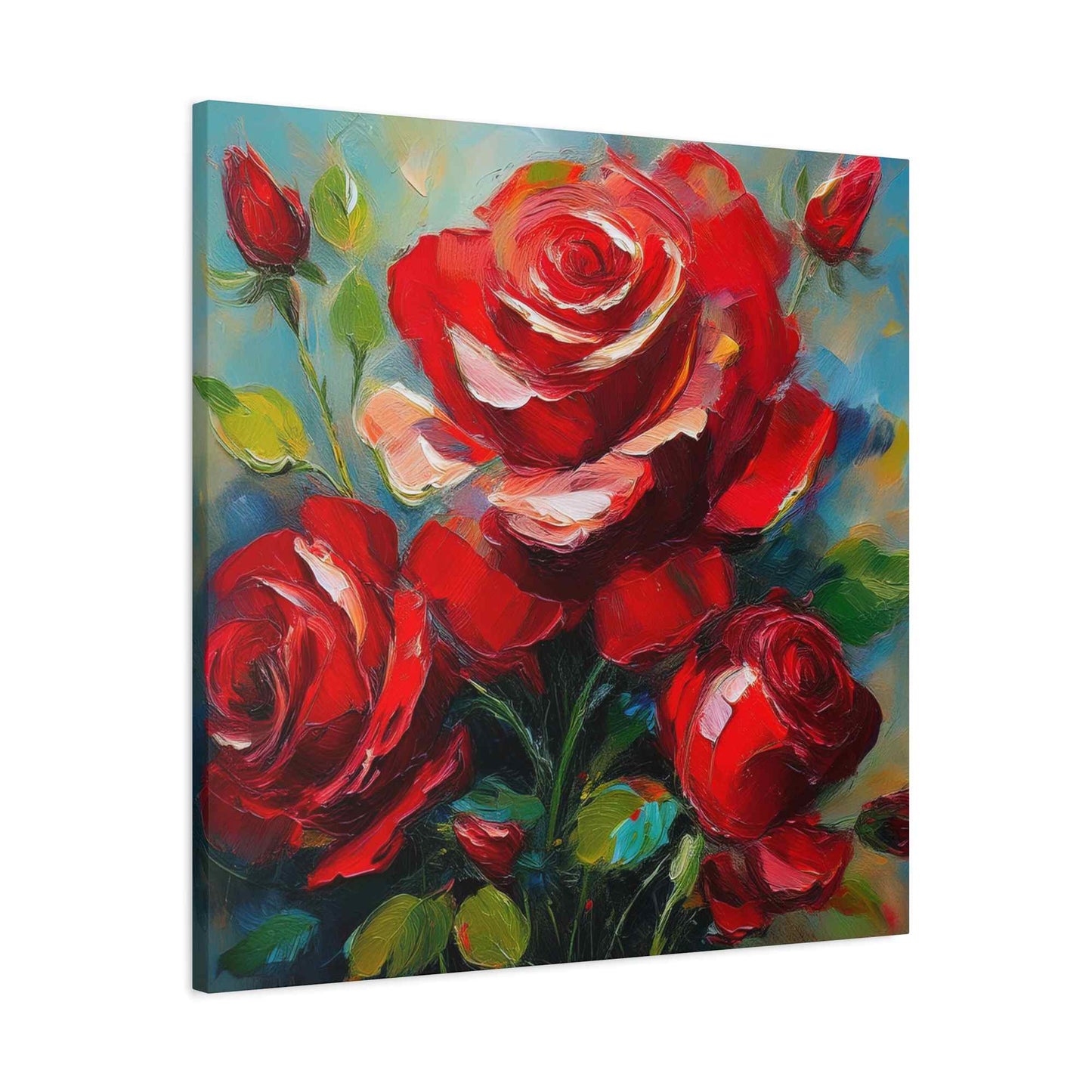 Red Roses Print Canvas, Roses Oil Paint Print 20x20, 24x24, 30x30, 32x32, 36x36, Floral Art Design Print Non-Frame MC-22