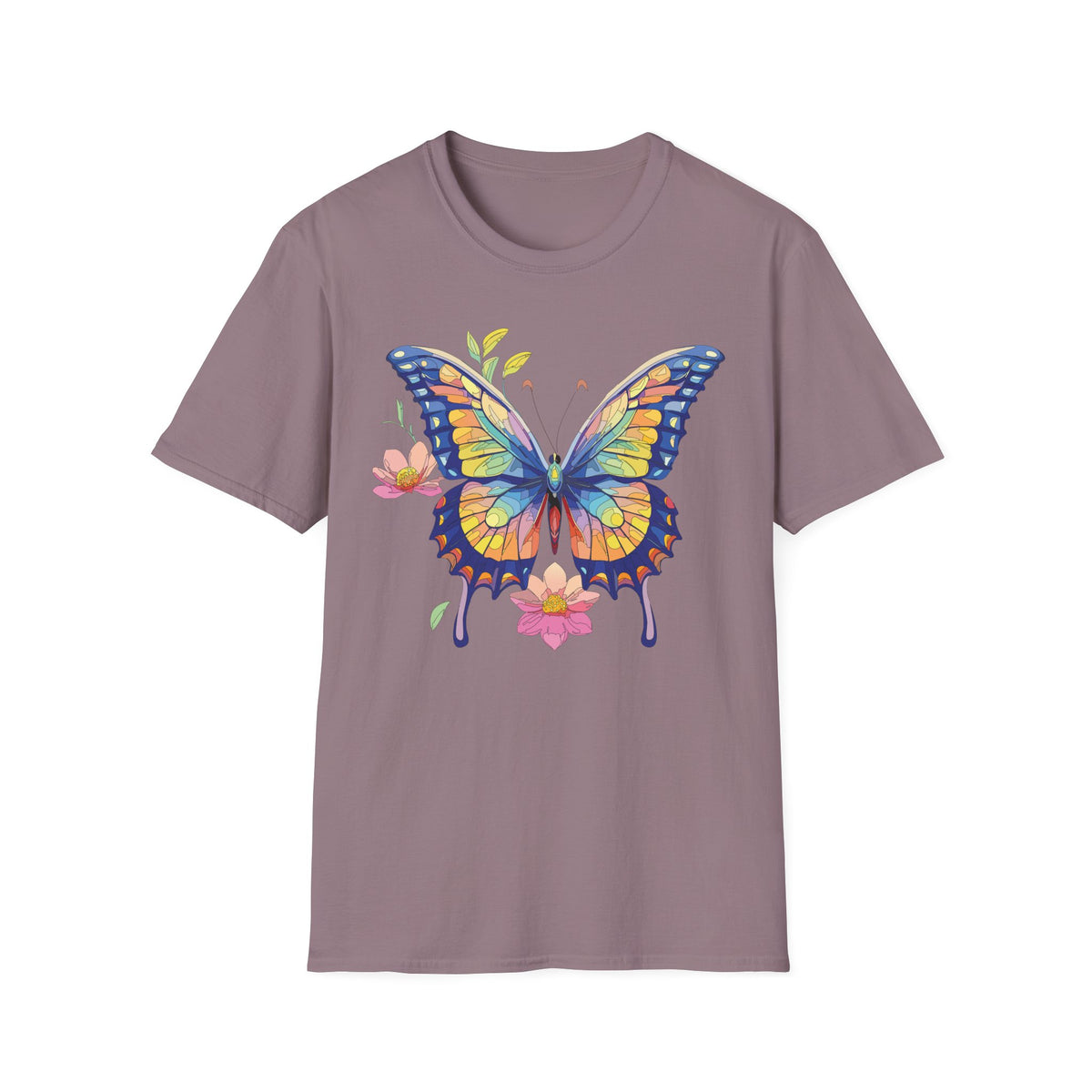 Butterfly Watercolor T-Shirt — Colorful Floral Monarch Graphic Tee Unisex 100 Cotton Gildan T-Shirt