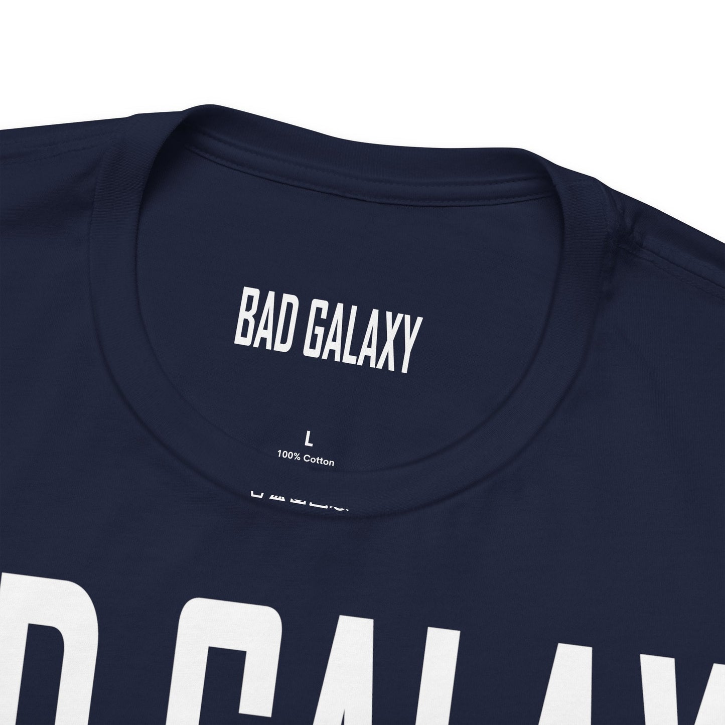 Bad Galaxy Tee Shirt With Red Stamp Made To Order 100 Percent Cotton Eco Friendly Inks USA