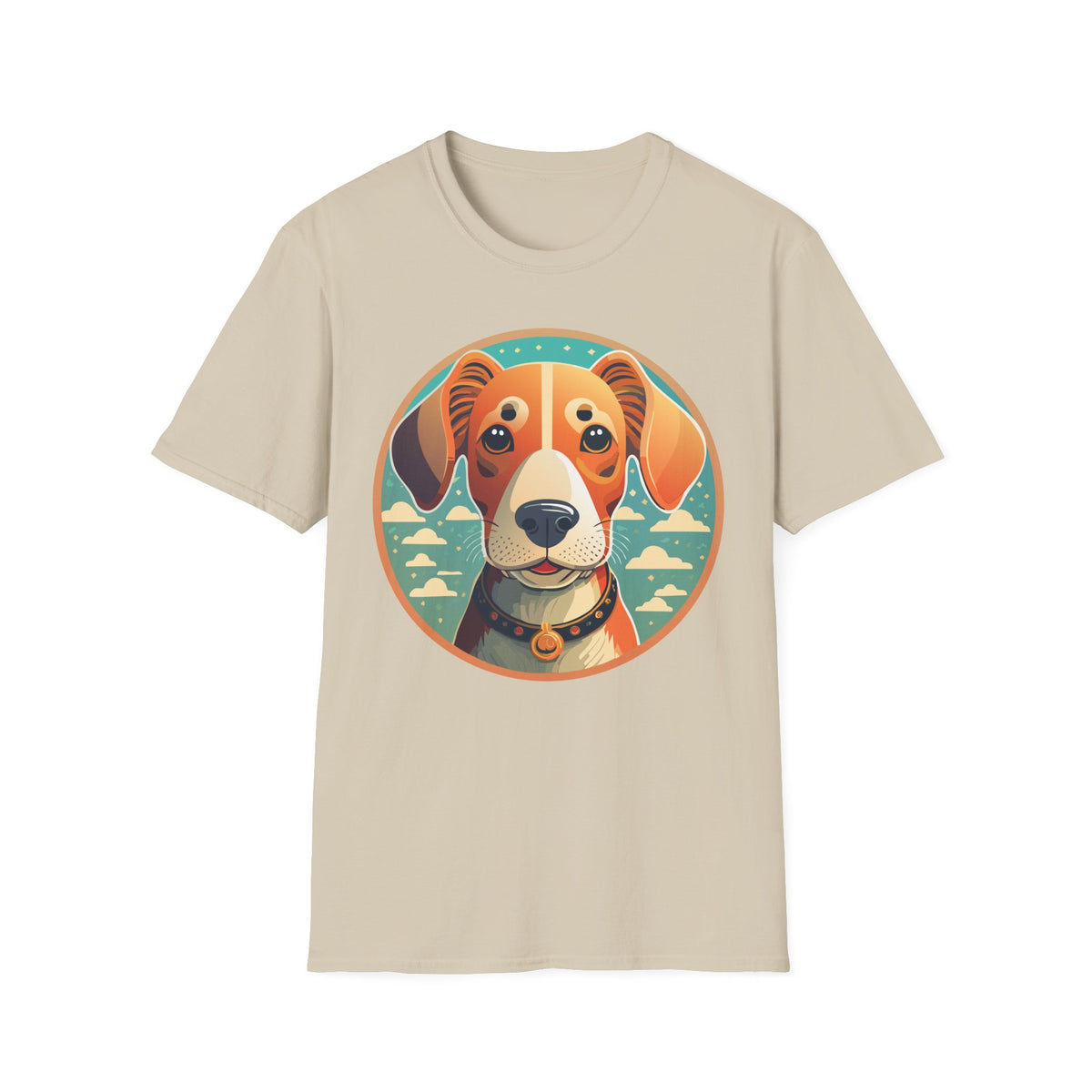 Beagle Portrait T-Shirt | Cute Dog Face Illustration, Retro Circle Pet Tee