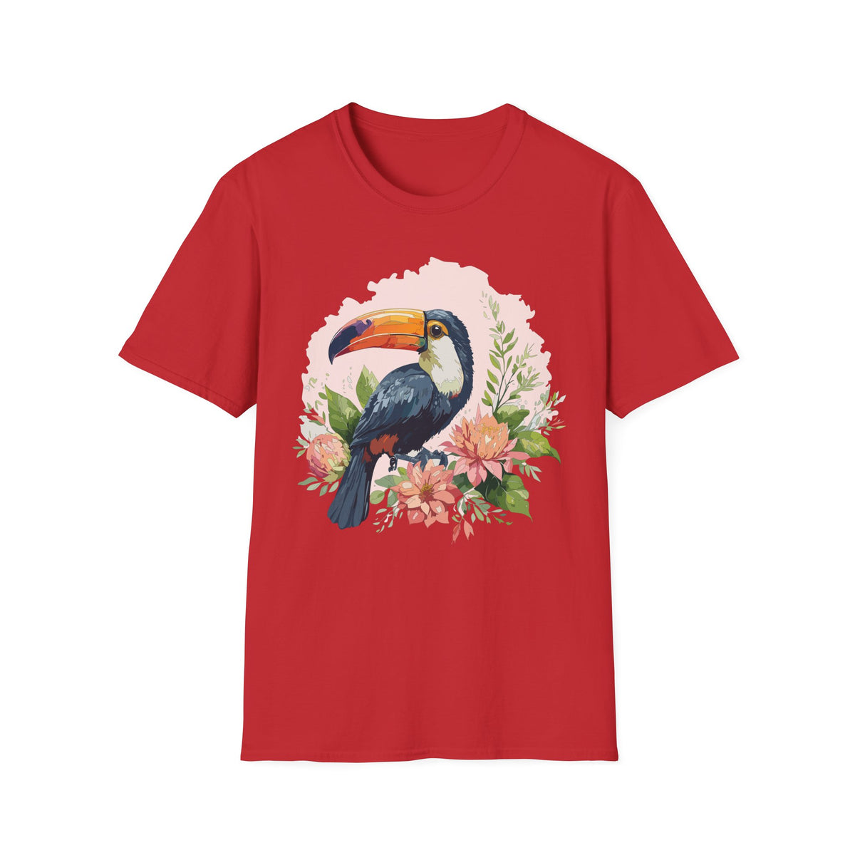 Tropical Toucan Illustration T-Shirt | Floral Bird Graphic