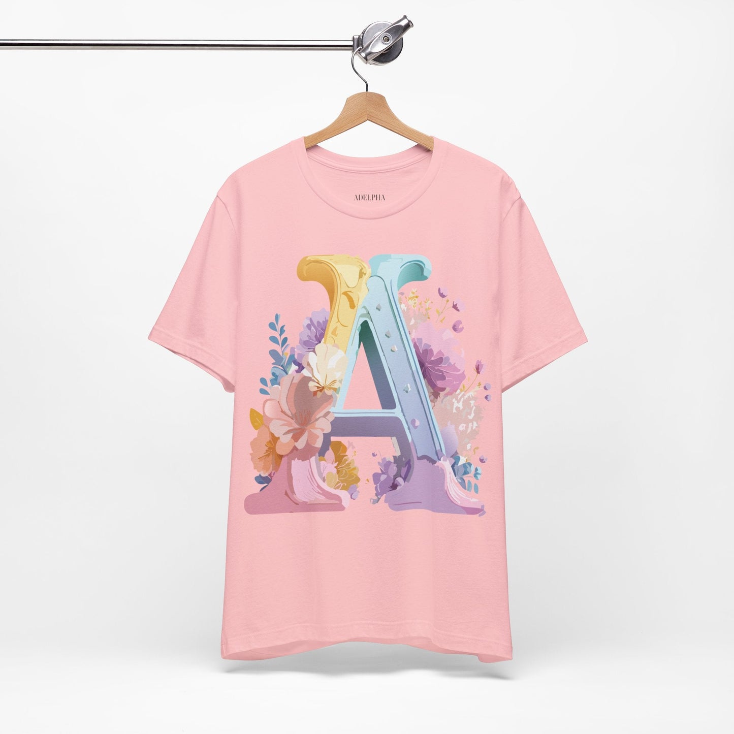Letter A Graphic Tee Unisex Short Sleeve Shirt Vintage Inspired Artwork By Adelpha
