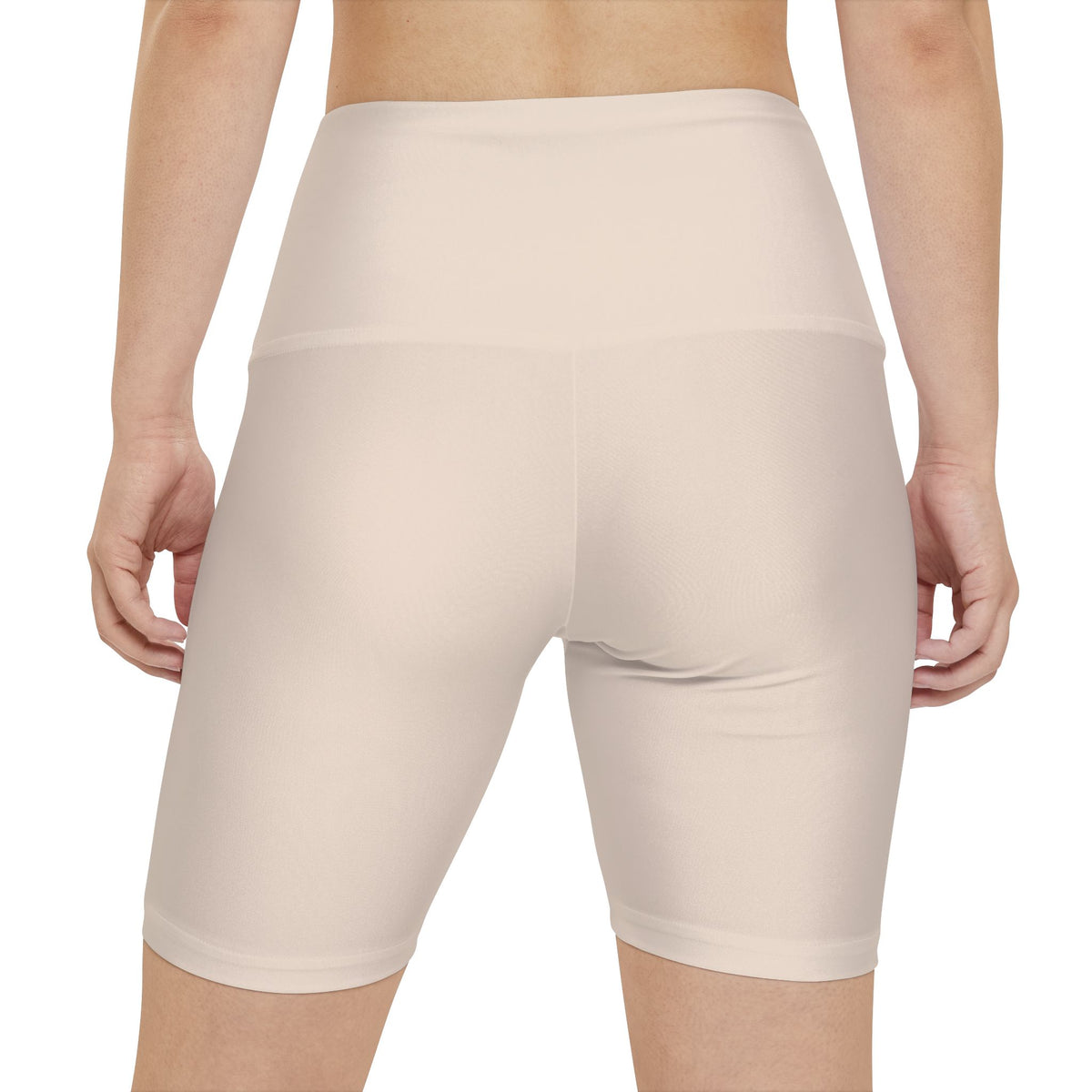 Almond Cream Beige High Waist Bike Shorts | Workout Shorts, AOP Ready